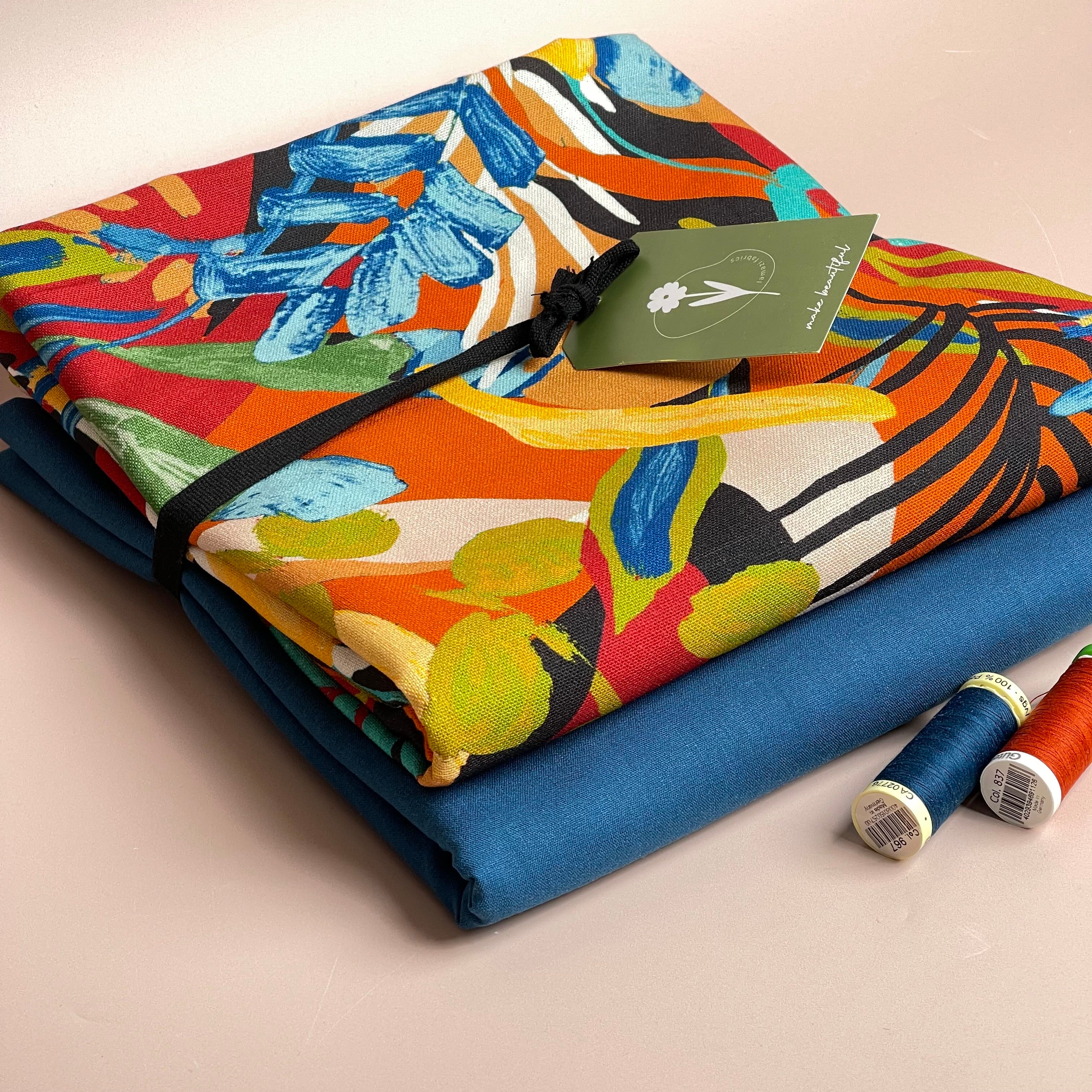 Make an Outfit Colour Bundle - Tropical Forest Viscose Linen with Moroccan Sorona Linen