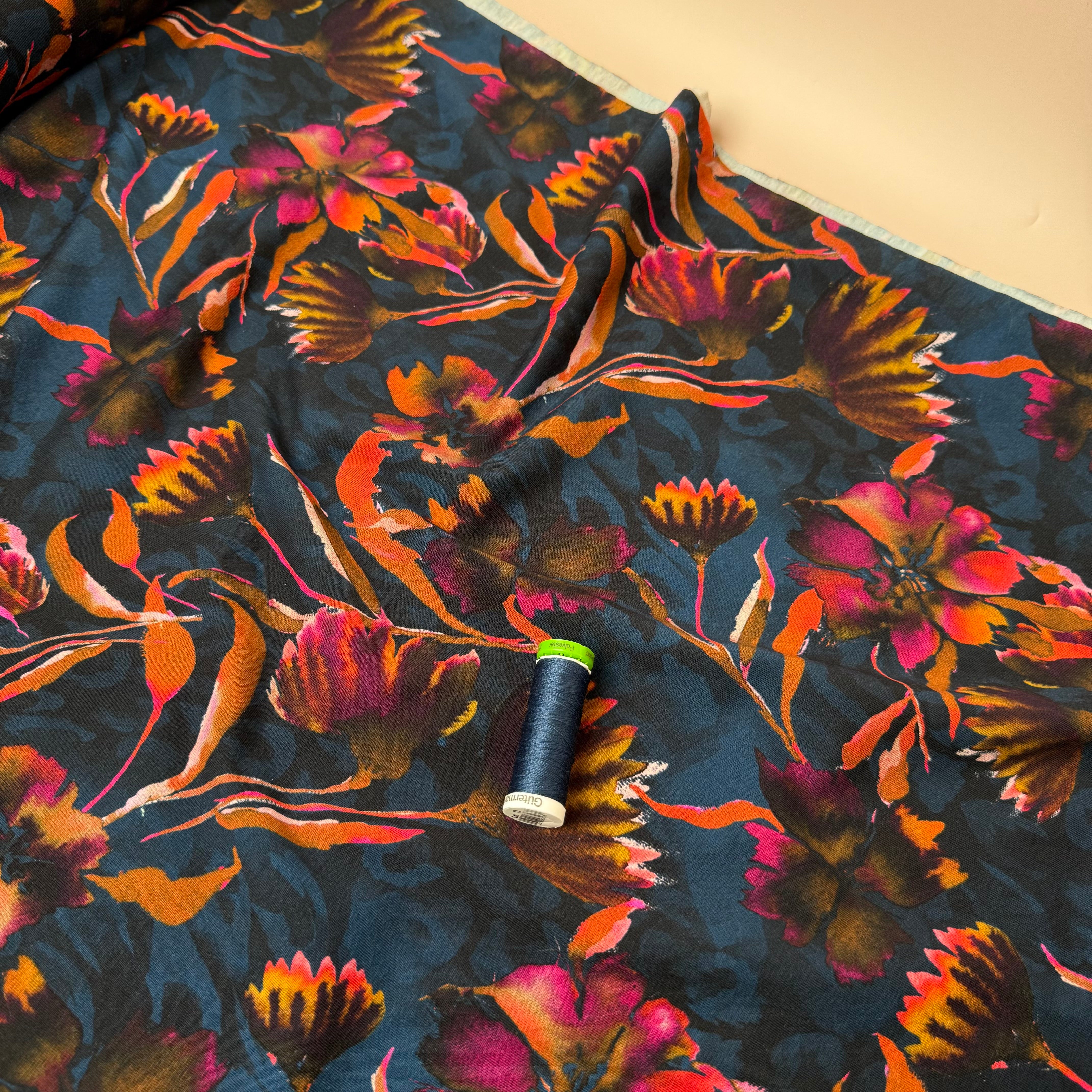 Autumn Leaf Midnight Cotton Jersey Fabric