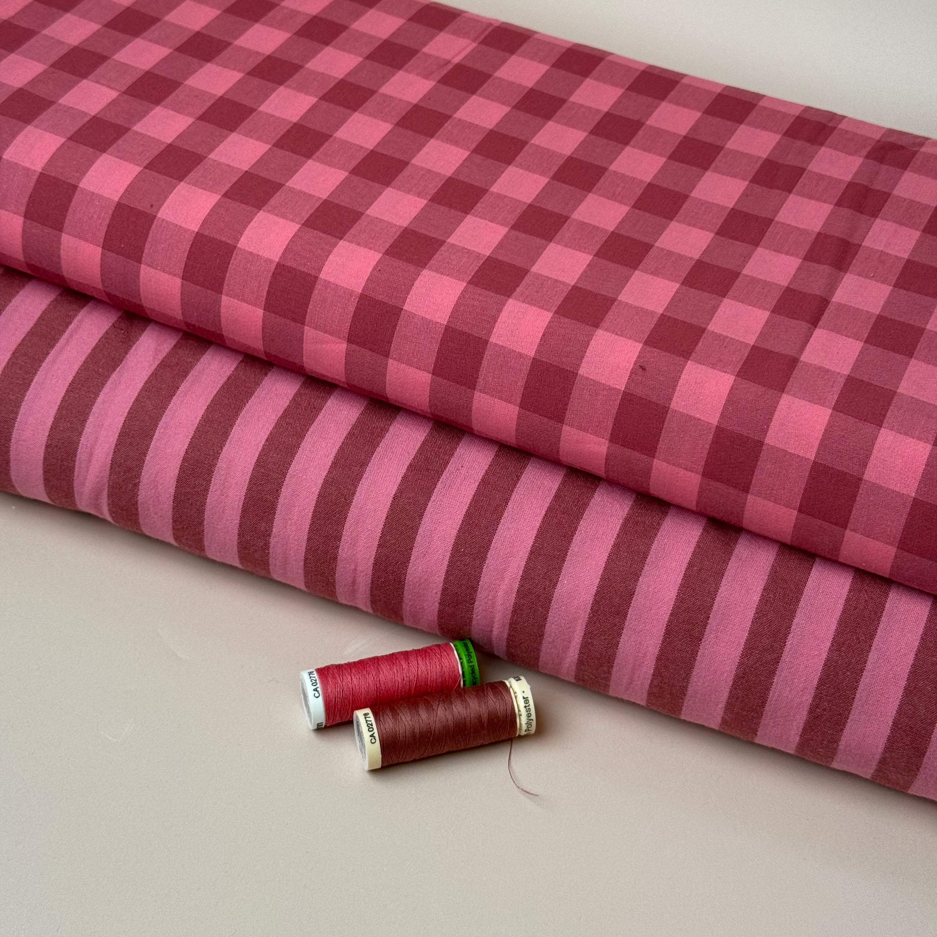 Yarn Dyed Watermelon Gingham Cotton Fabric