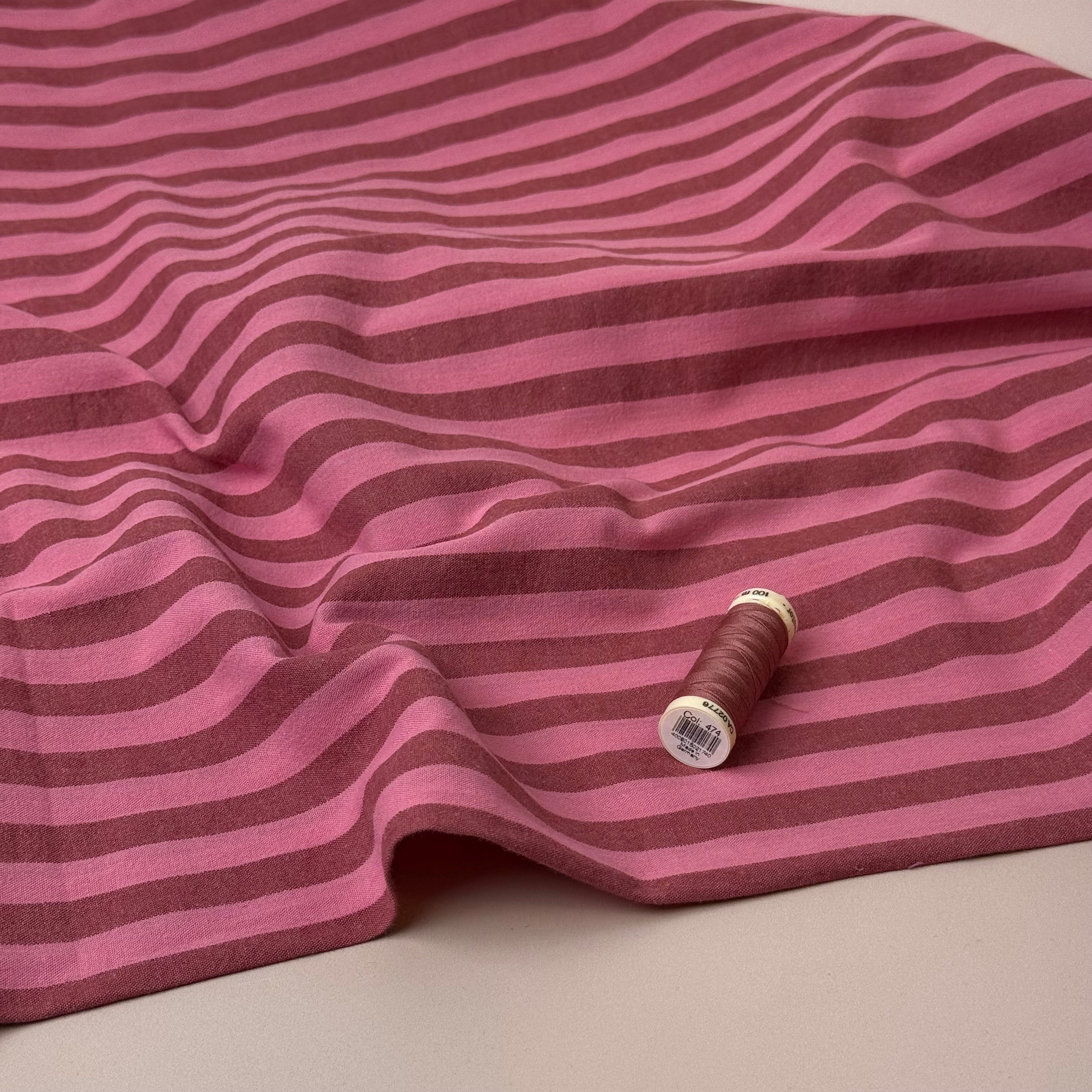 Yarn Dyed Watermelon Stripes Washed Cotton Fabric