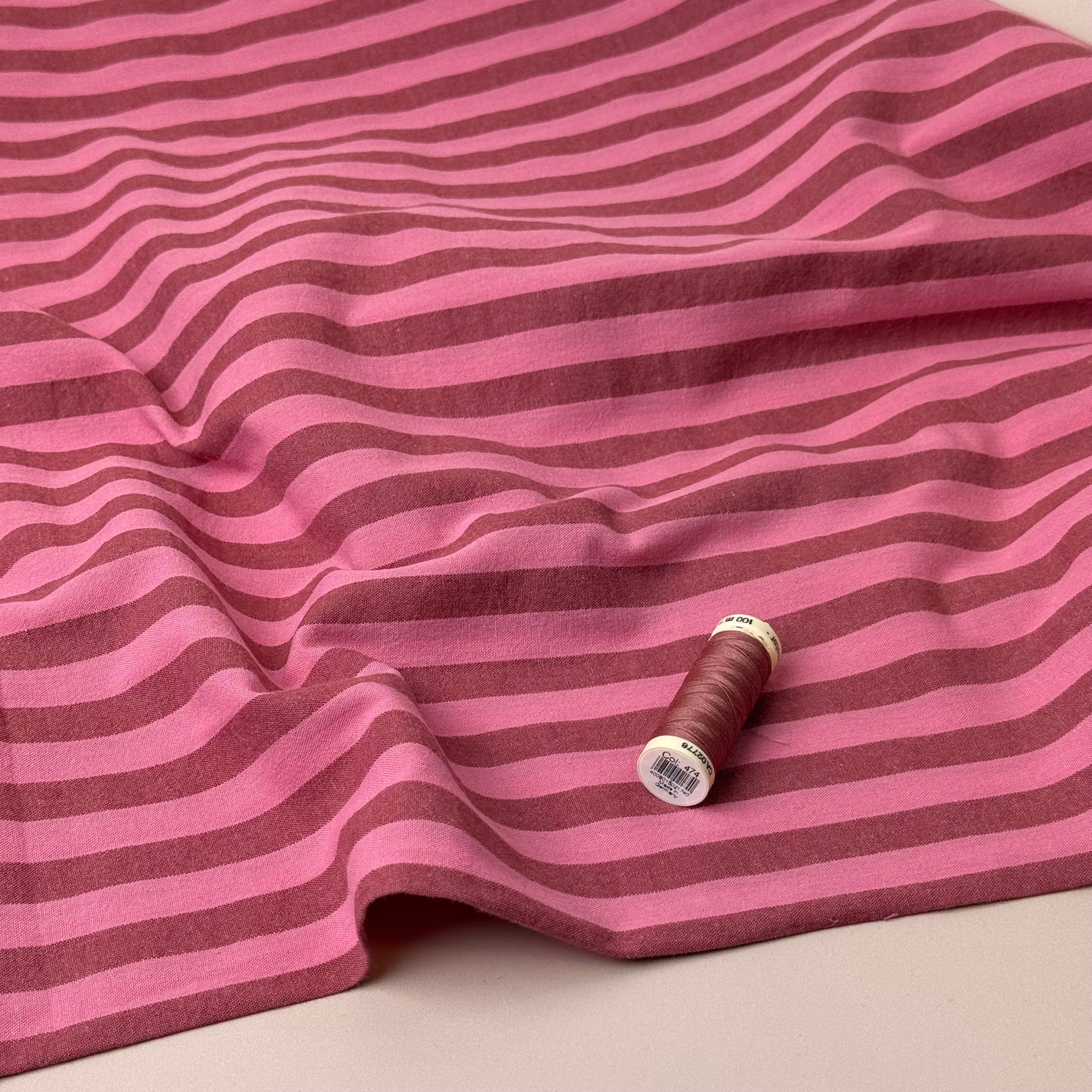 Yarn Dyed Watermelon Stripes Washed Cotton Fabric