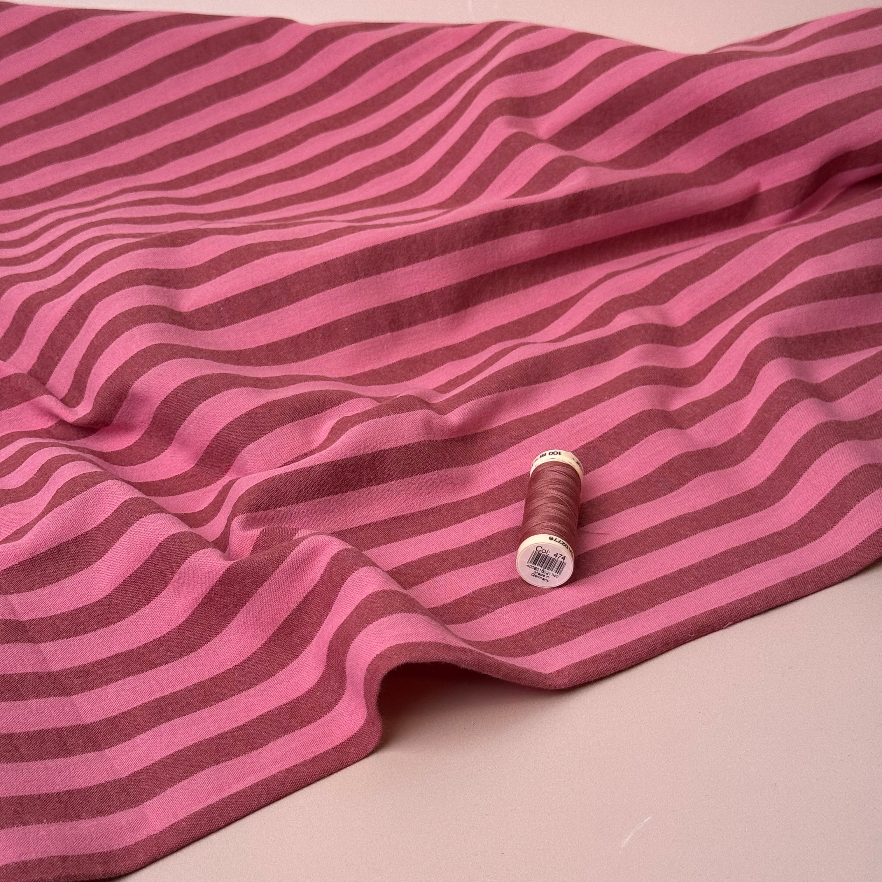 Yarn Dyed Watermelon Stripes Washed Cotton Fabric