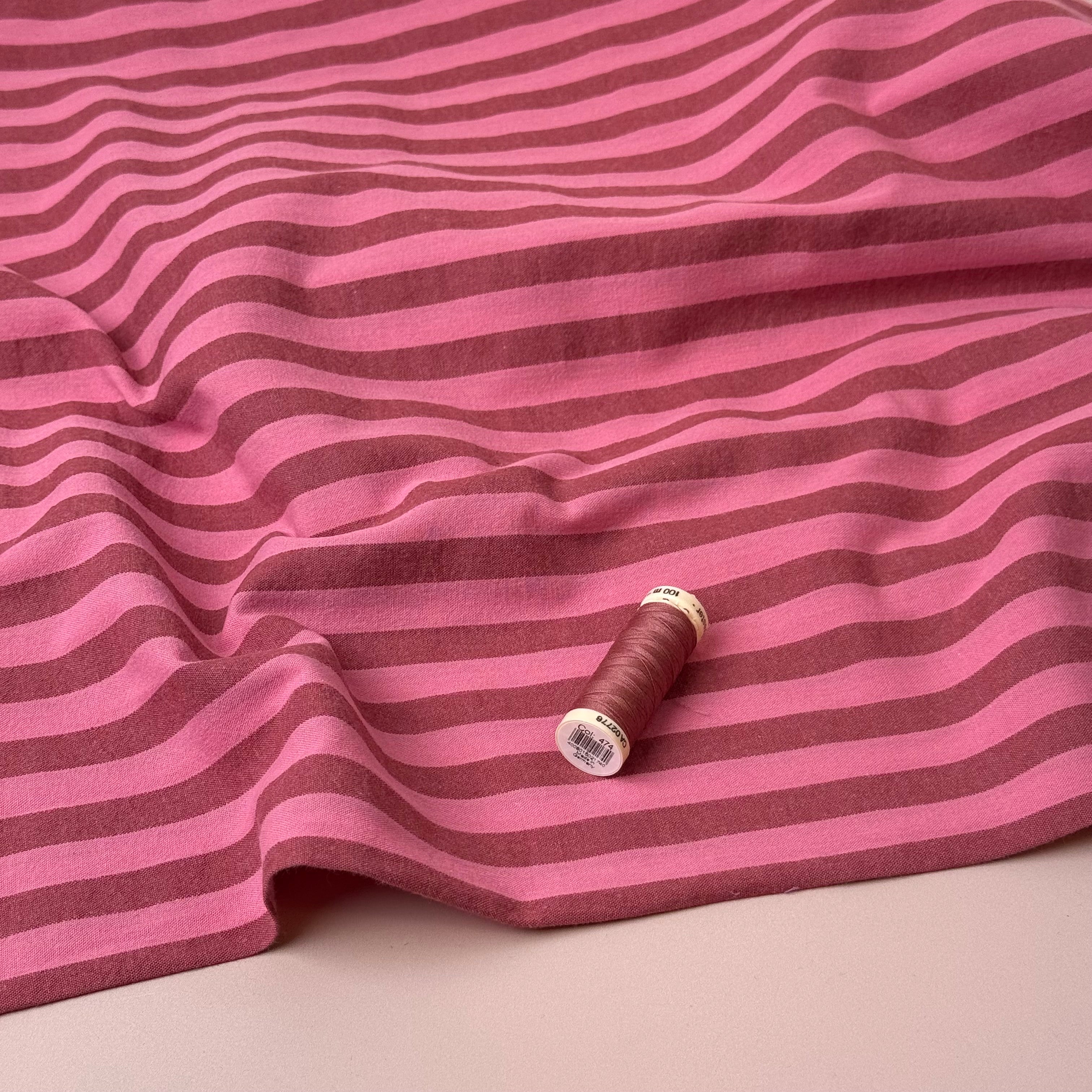 Yarn Dyed Watermelon Stripes Washed Cotton Fabric