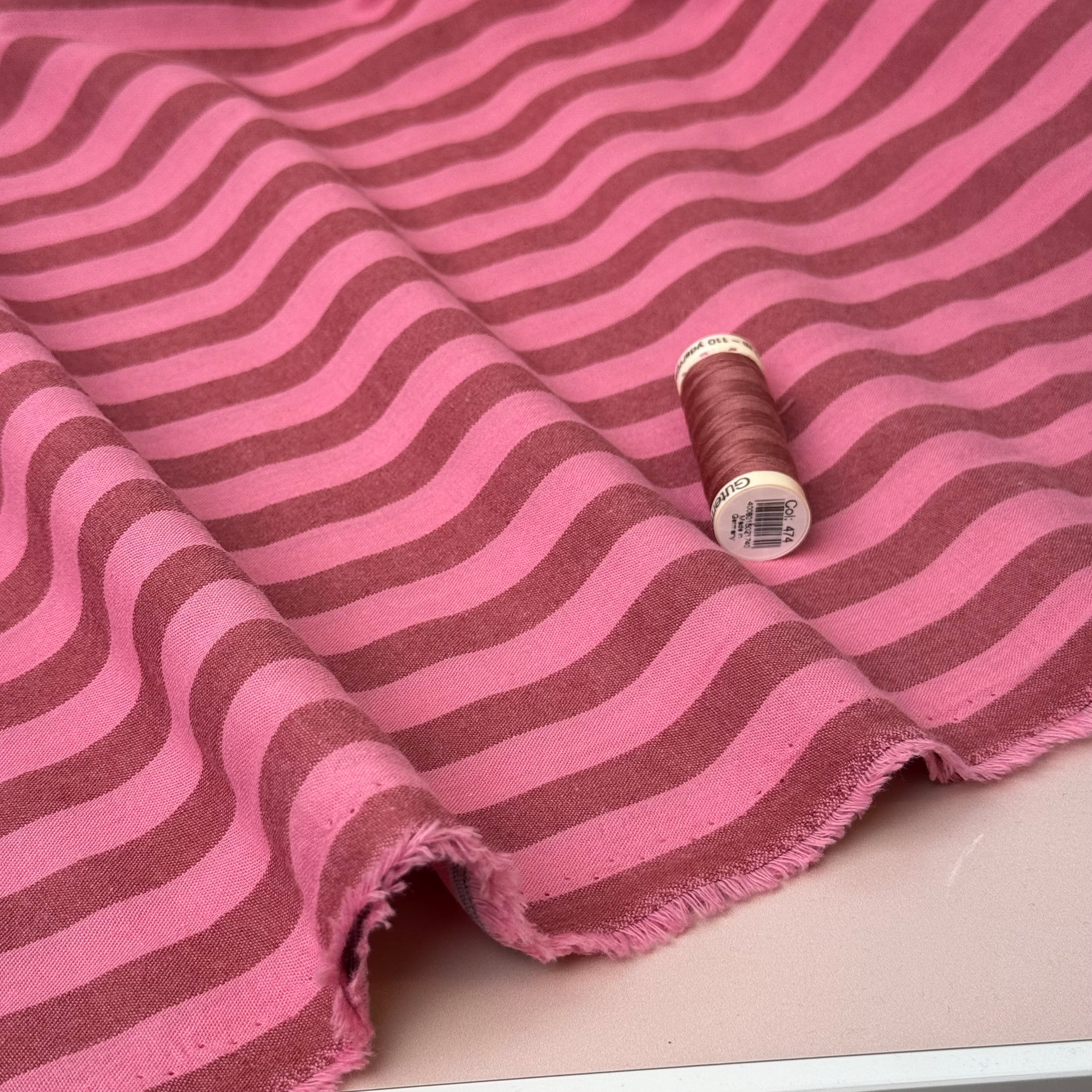 Yarn Dyed Watermelon Stripes Washed Cotton Fabric