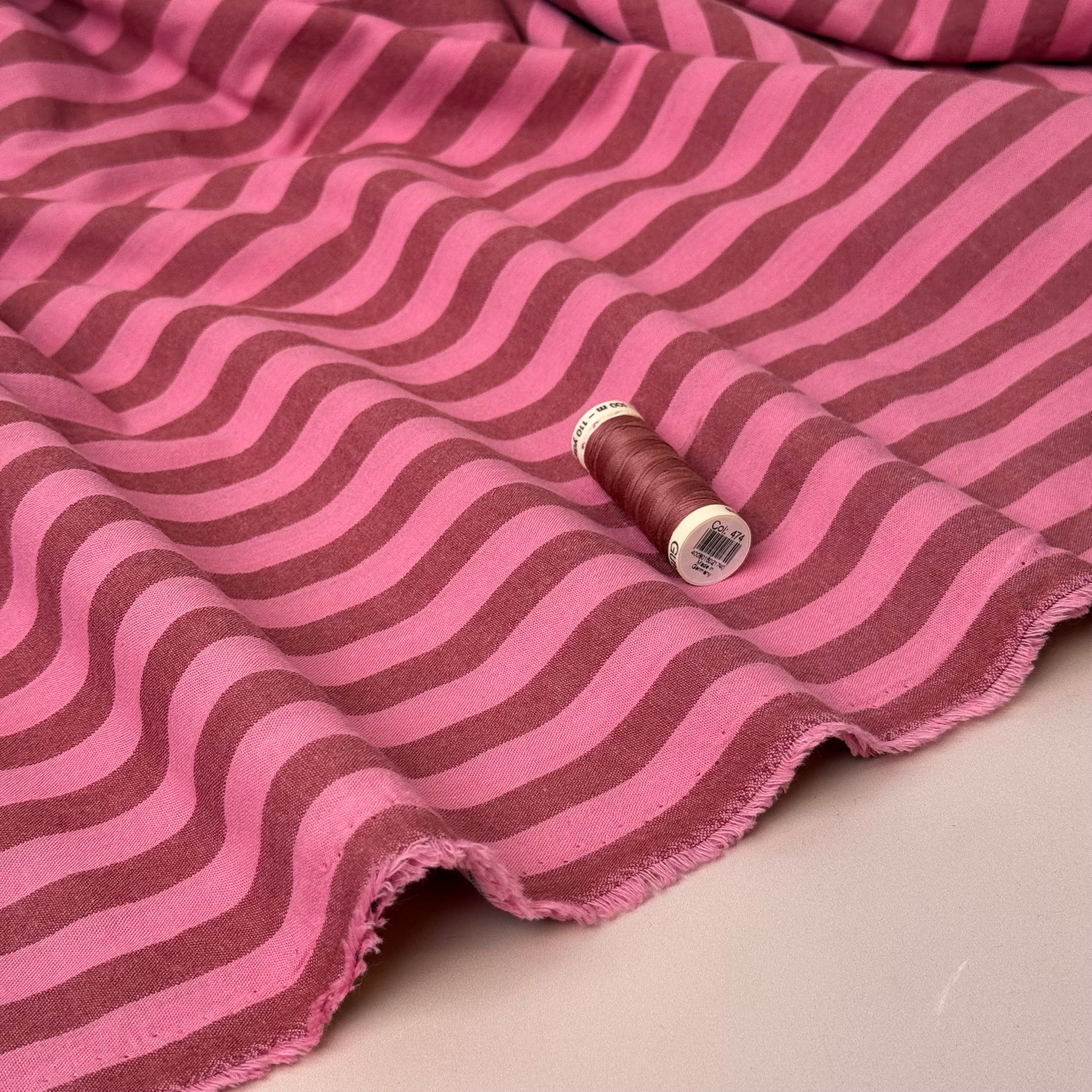 Yarn Dyed Watermelon Stripes Washed Cotton Fabric