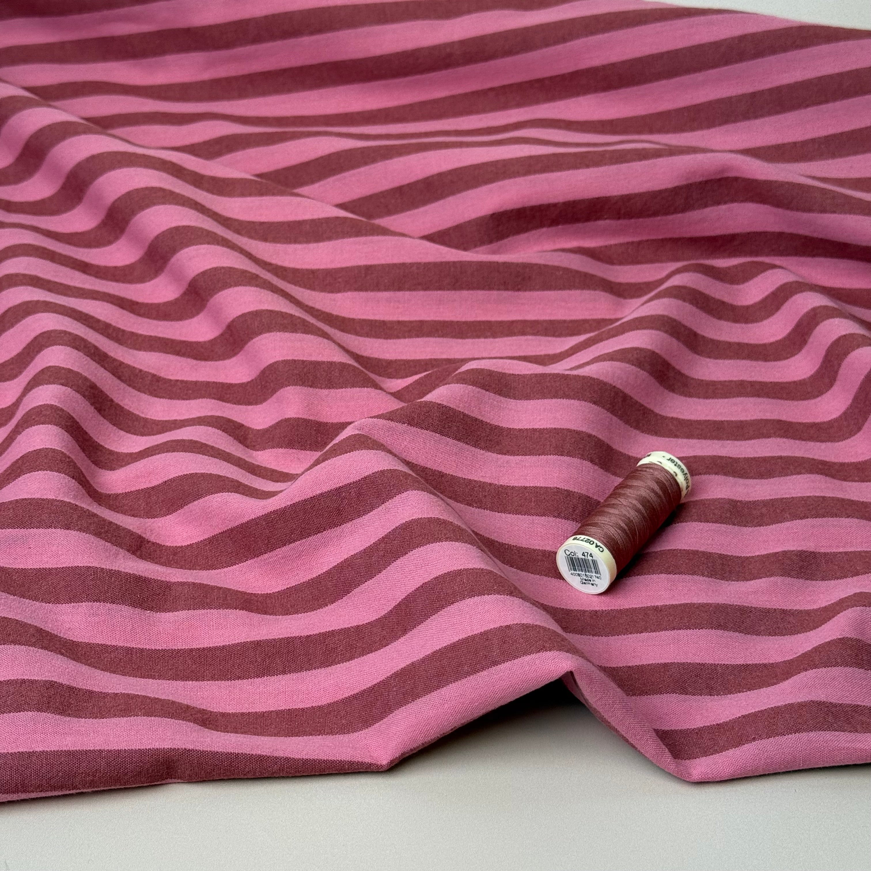 Yarn Dyed Watermelon Stripes Washed Cotton Fabric