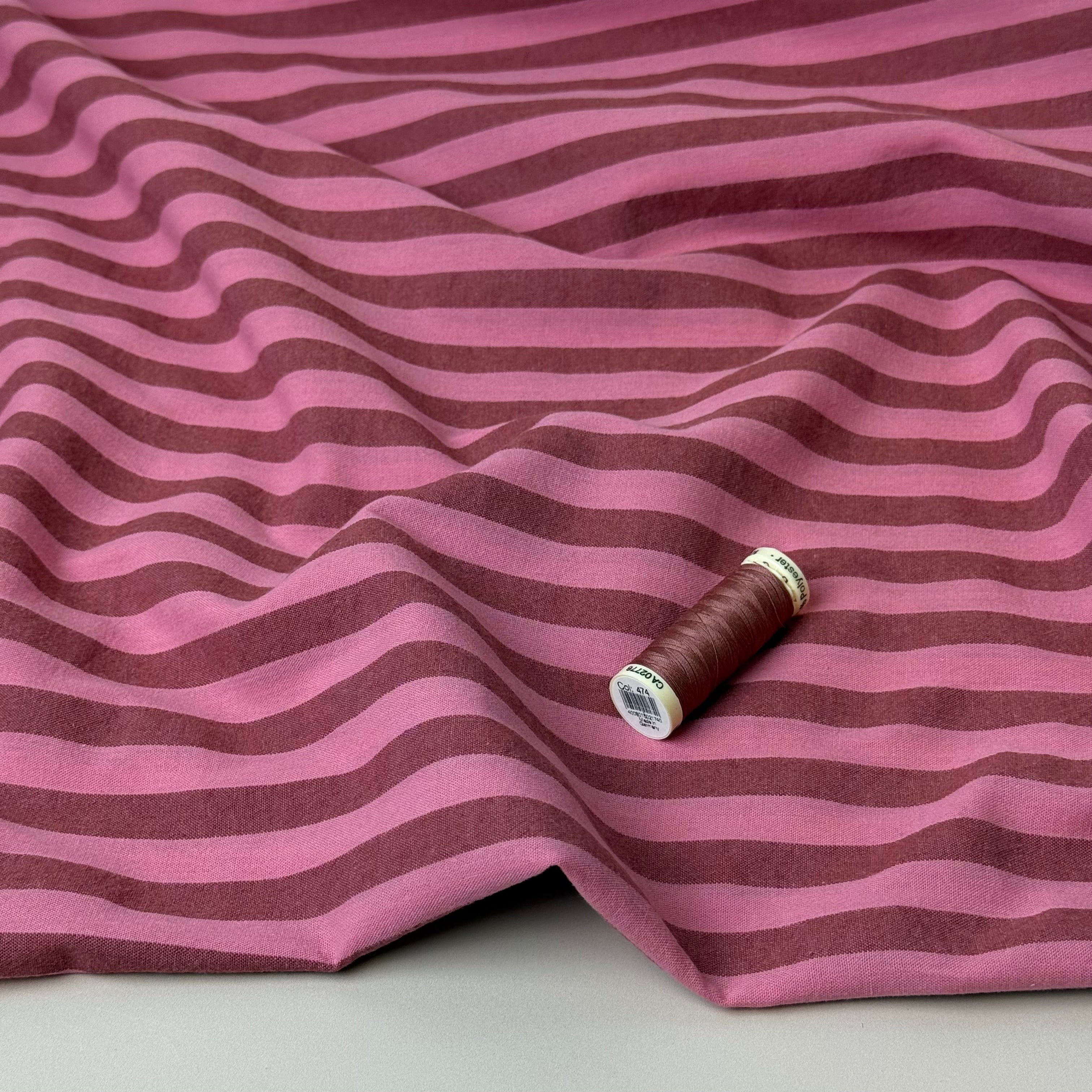 Yarn Dyed Watermelon Stripes Washed Cotton Fabric