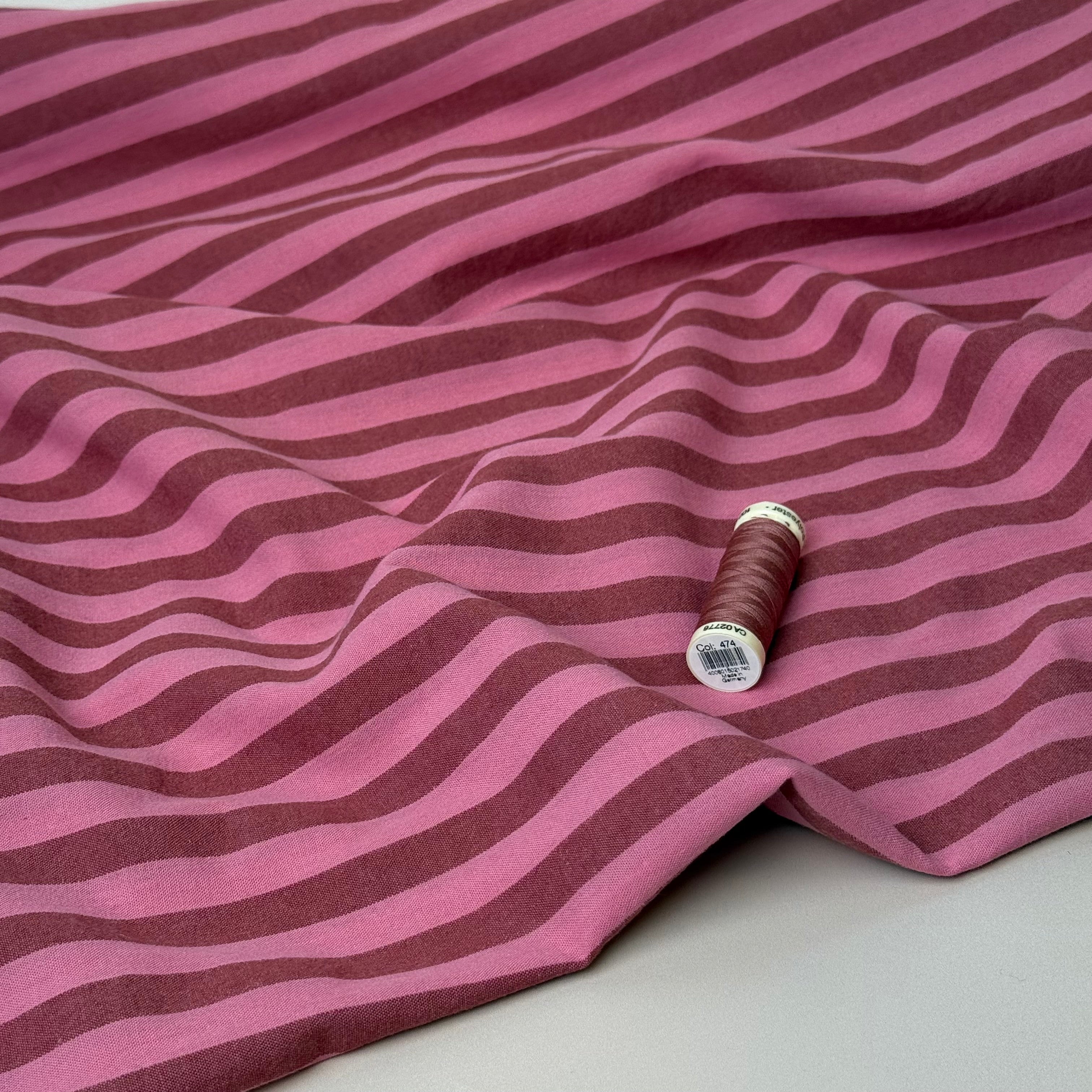 Yarn Dyed Watermelon Stripes Washed Cotton Fabric