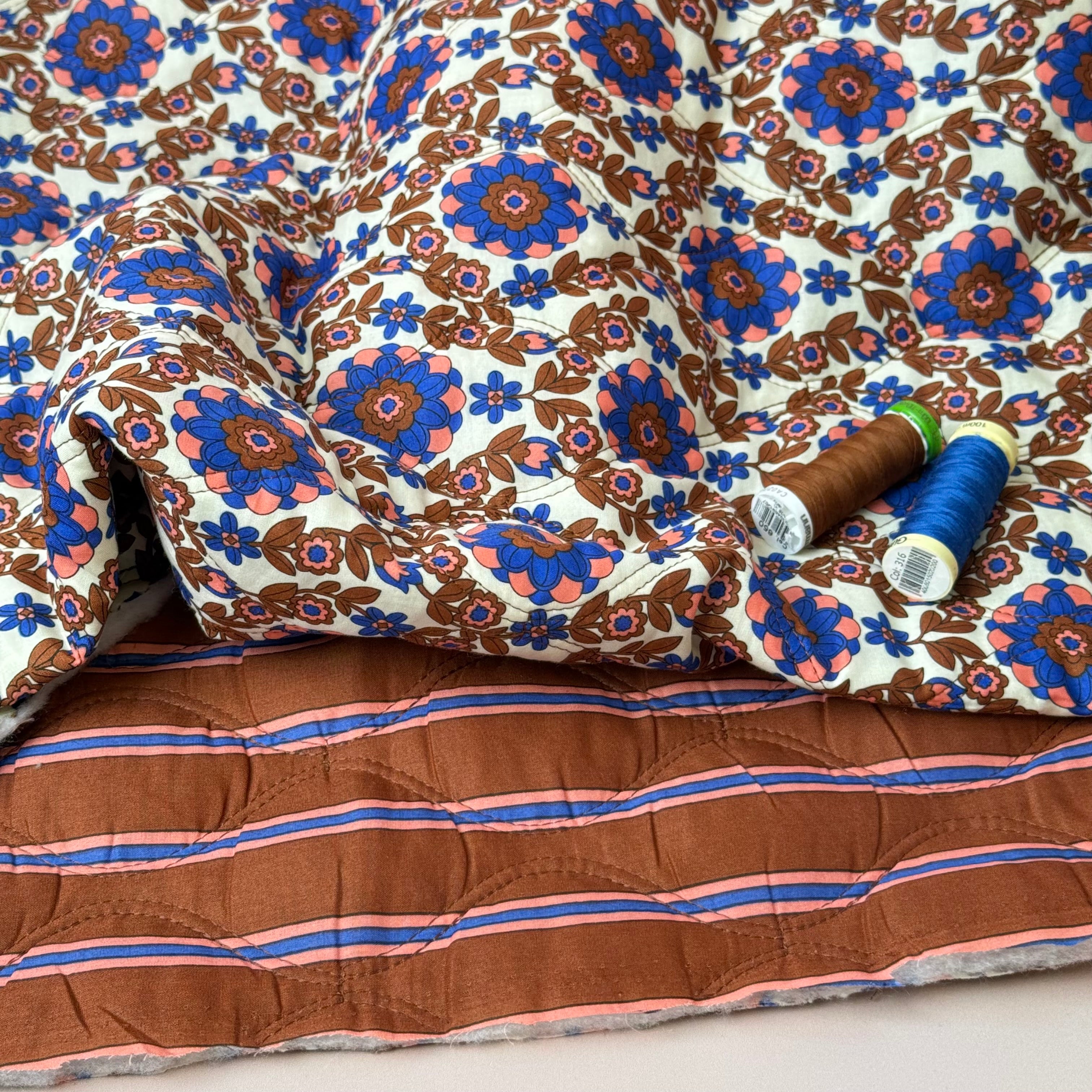 Kaleidoscope Flower Toffee Quilted Cotton Fabric