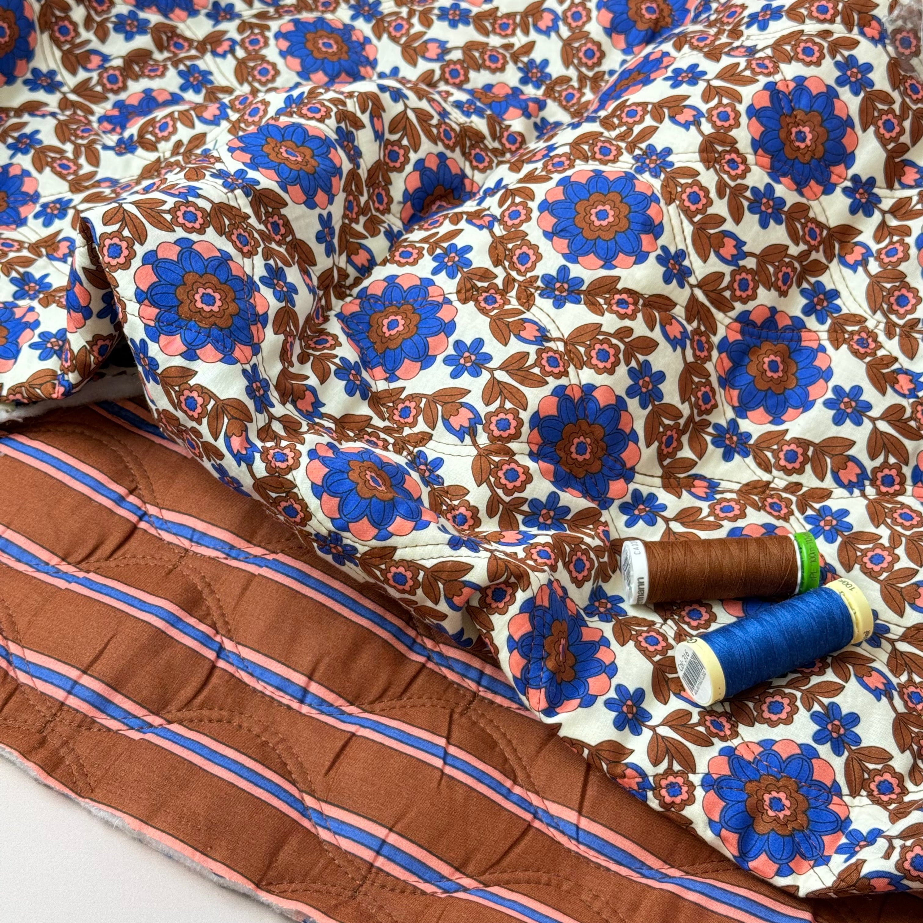 Kaleidoscope Flower Toffee Quilted Cotton Fabric