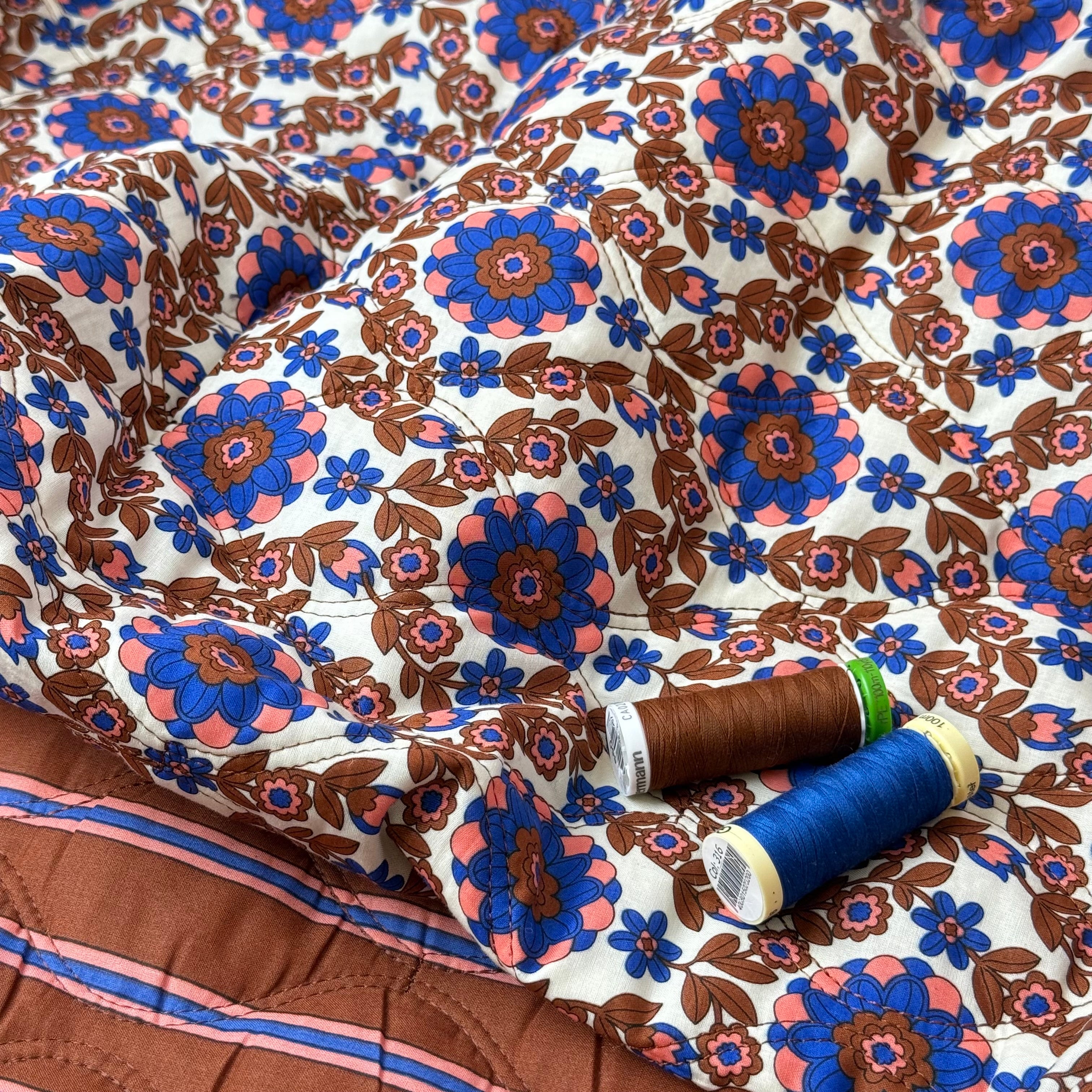 Kaleidoscope Flower Toffee Quilted Cotton Fabric