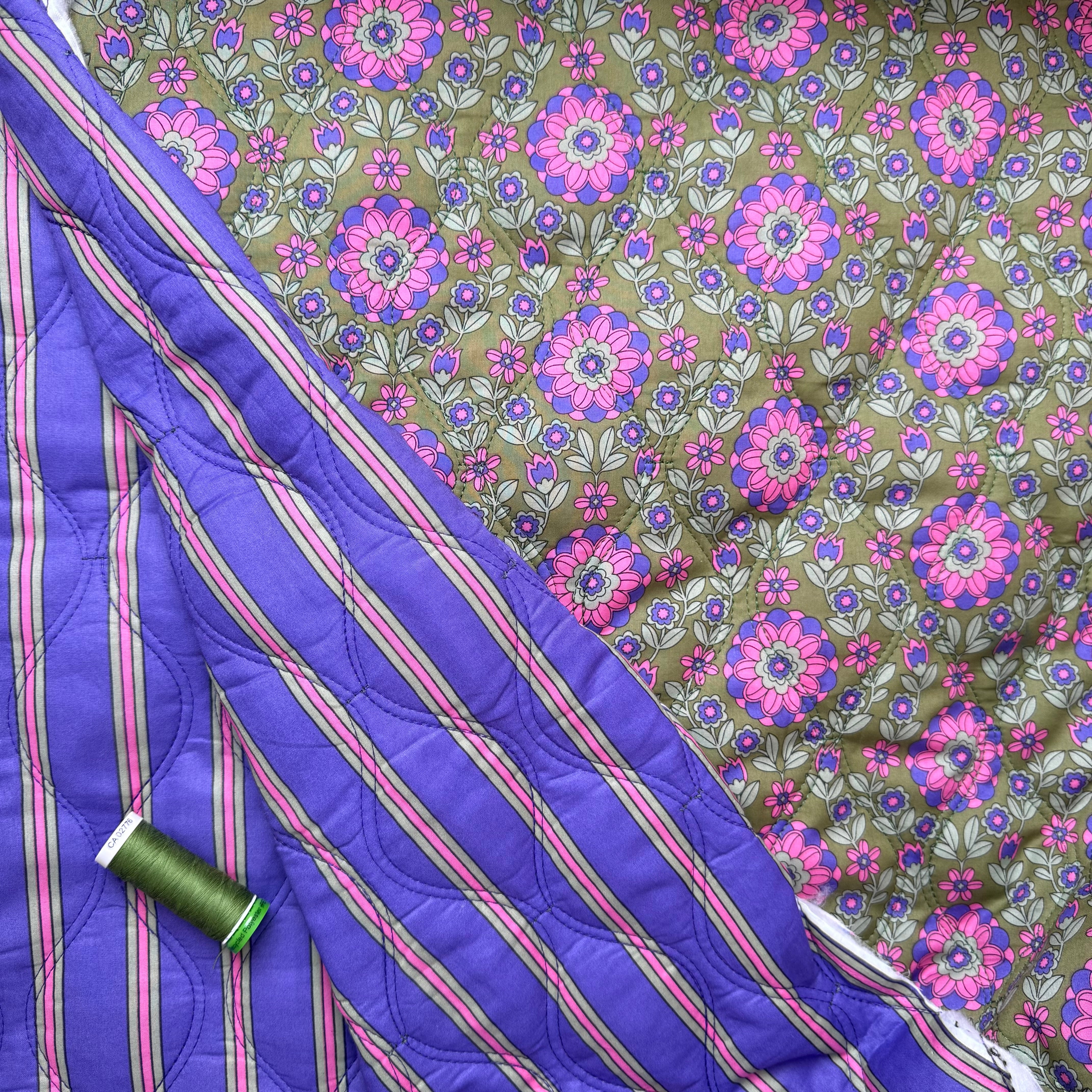 Kaleidoscope Flower Grass Green Quilted Cotton Fabric