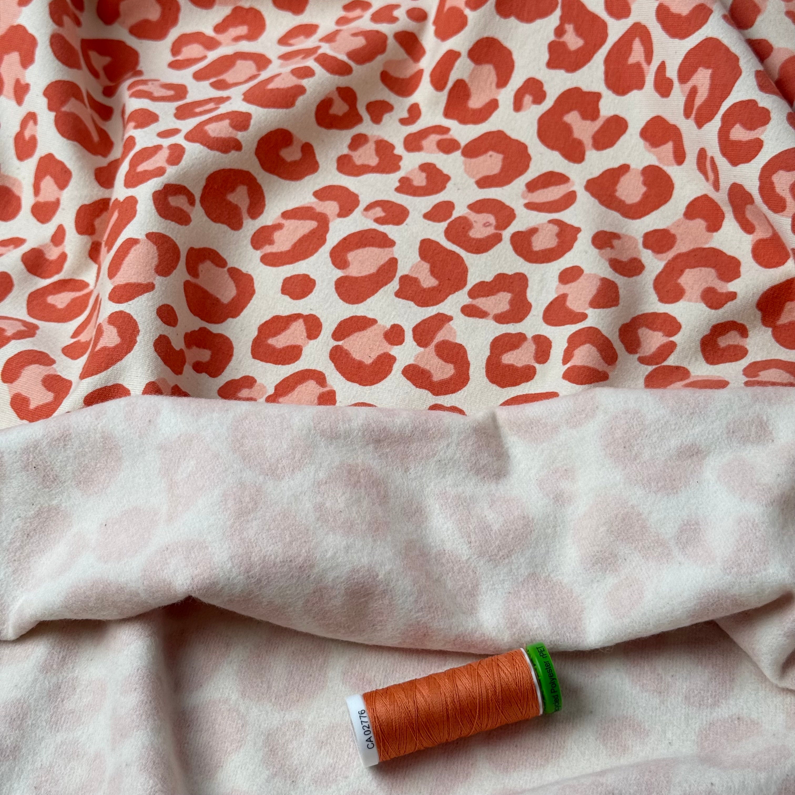 Leopard Orange Soft Cotton Sweat-shirting Fabric