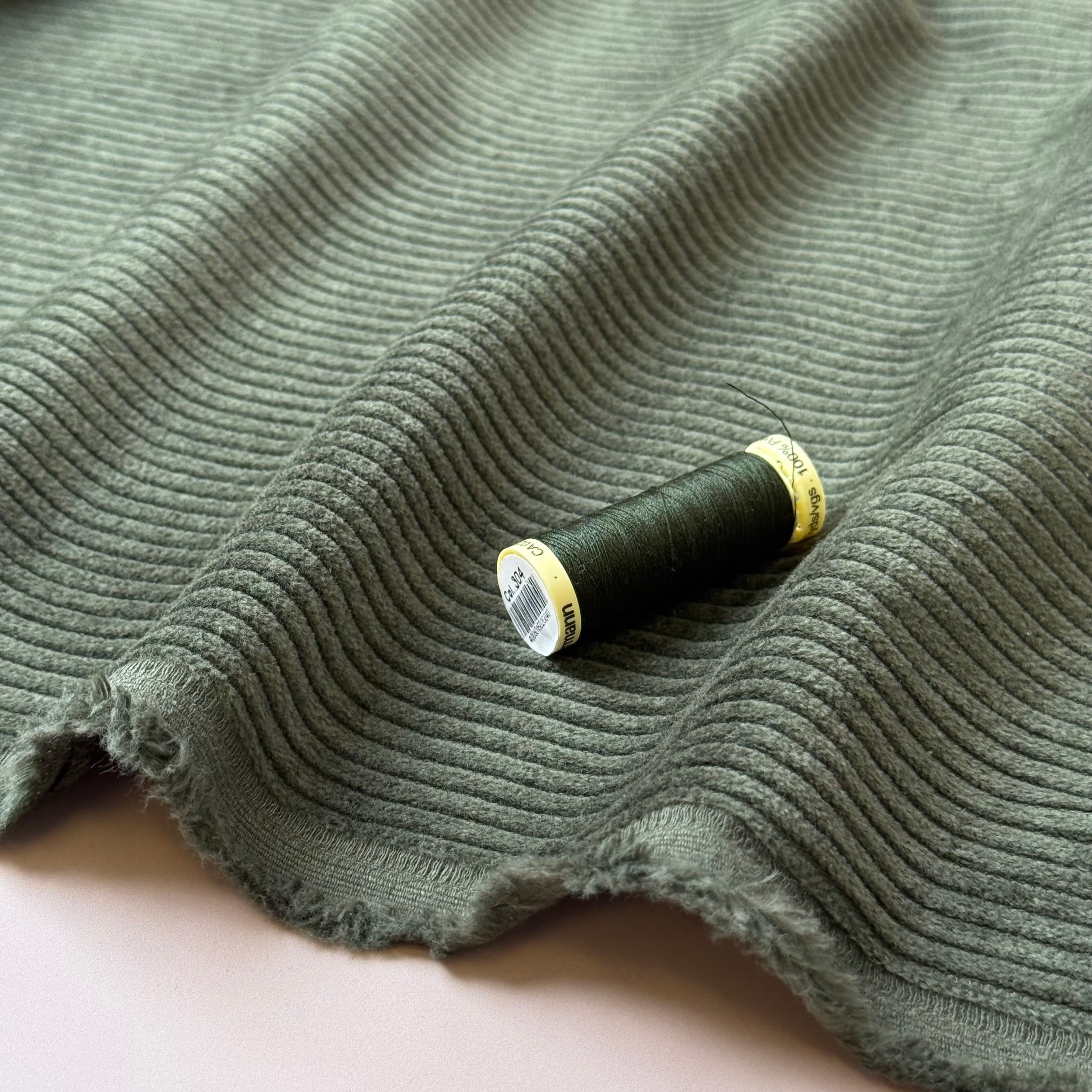 Pure Cotton Washed Corduroy 4.5W in Fir Green