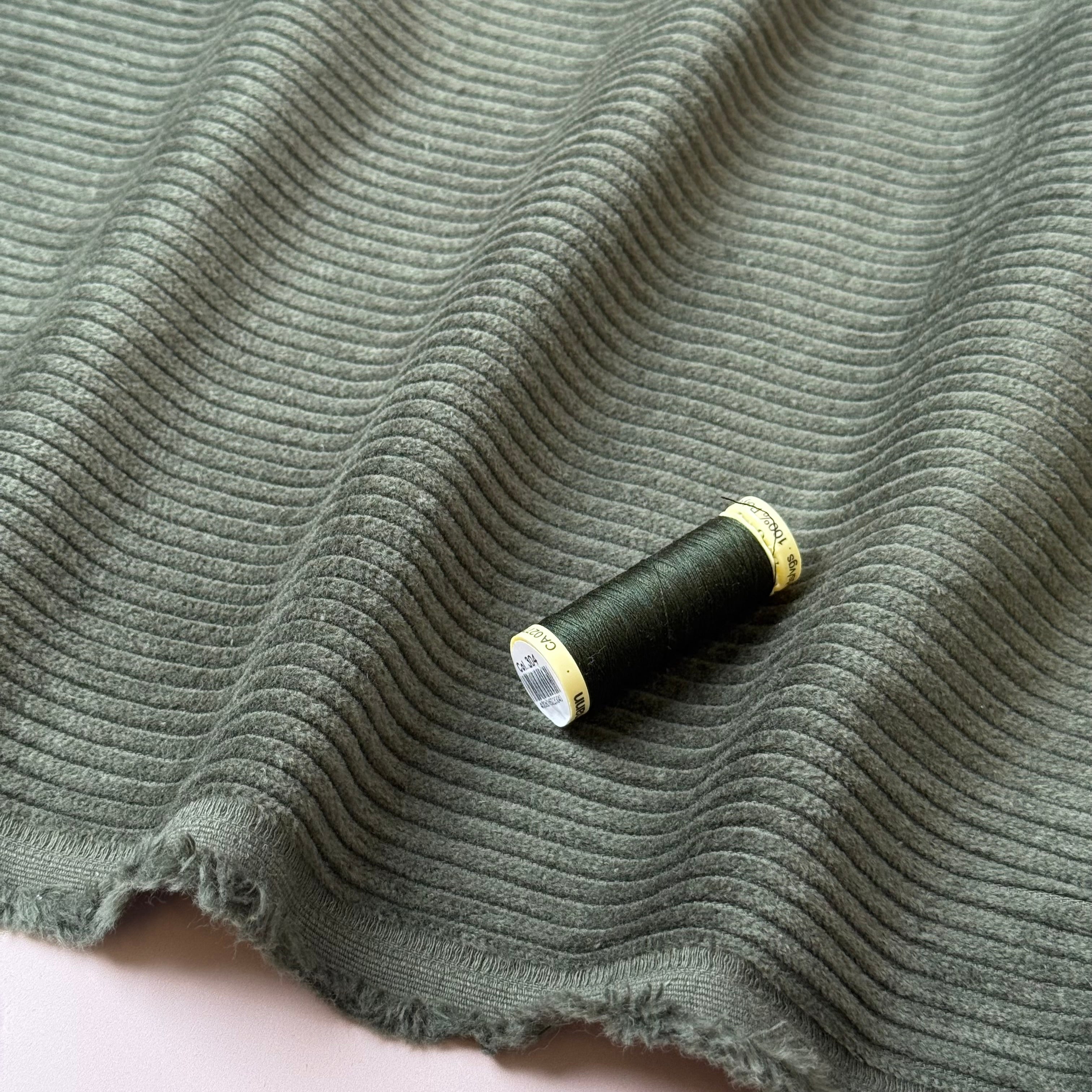 Pure Cotton Washed Corduroy 4.5W in Fir Green