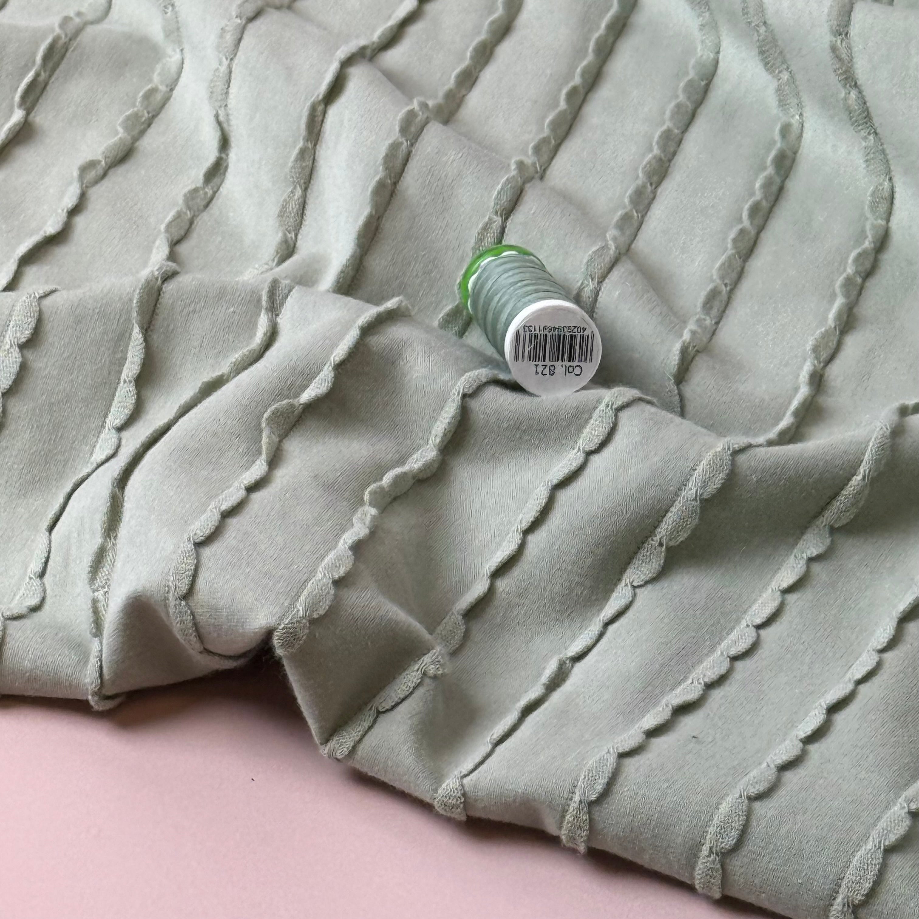 Knitted Frills Mint Cotton Jersey Fabric