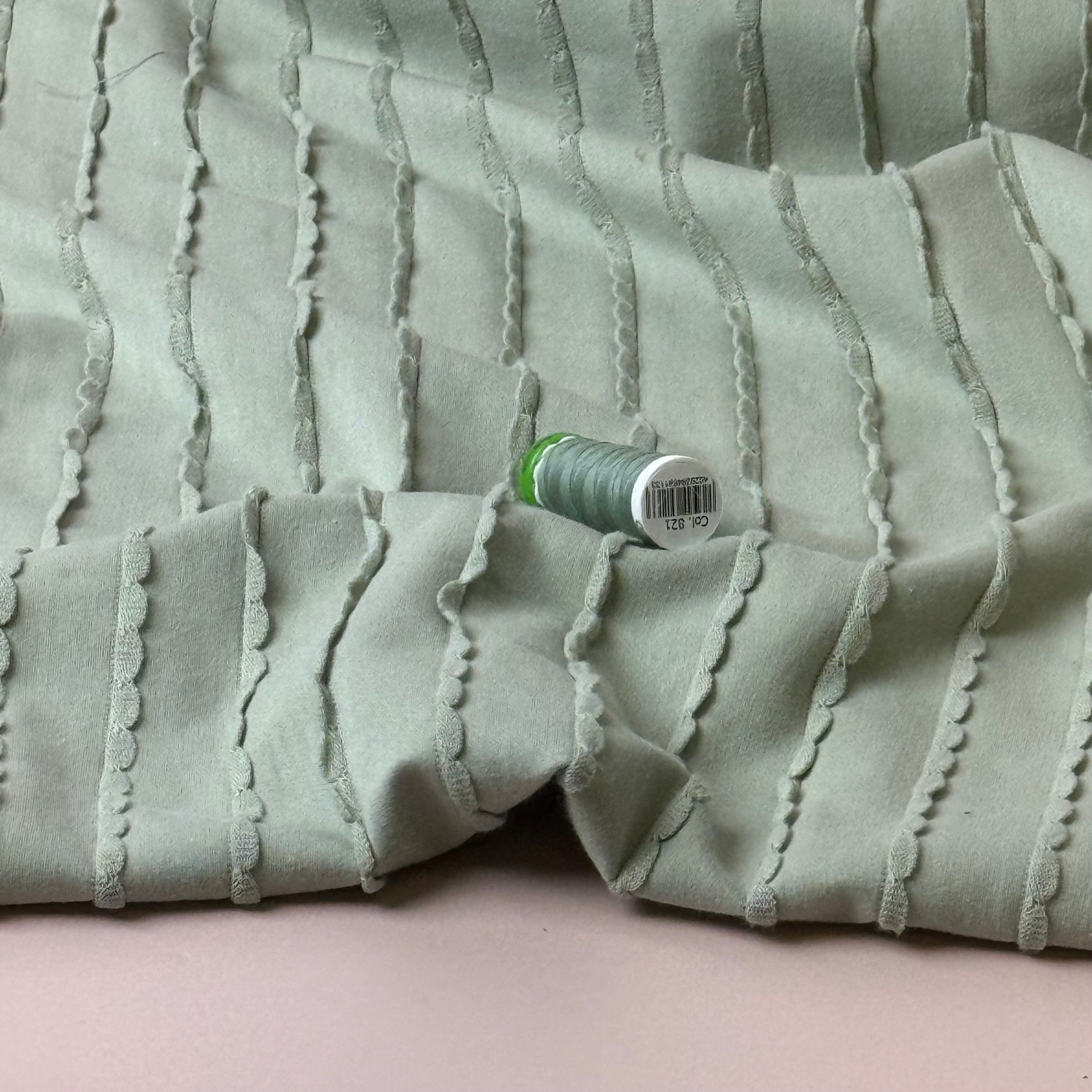 Knitted Frills Mint Cotton Jersey Fabric