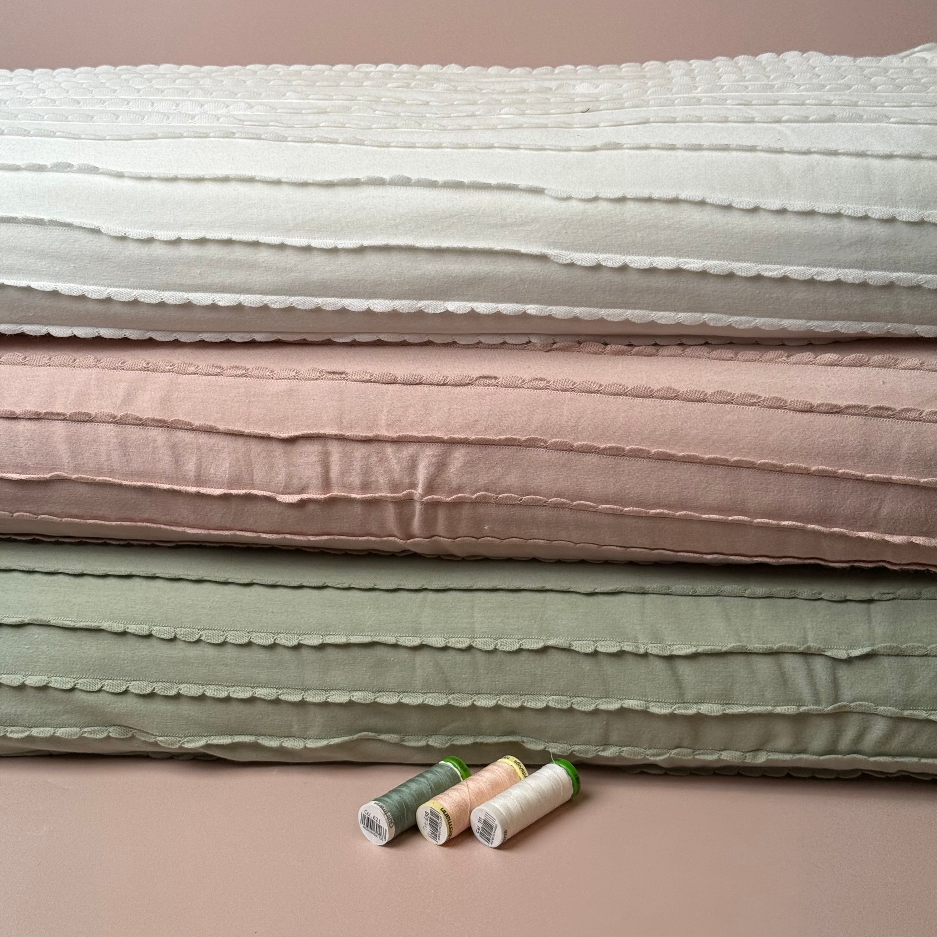 Knitted Frills Mint Cotton Jersey Fabric