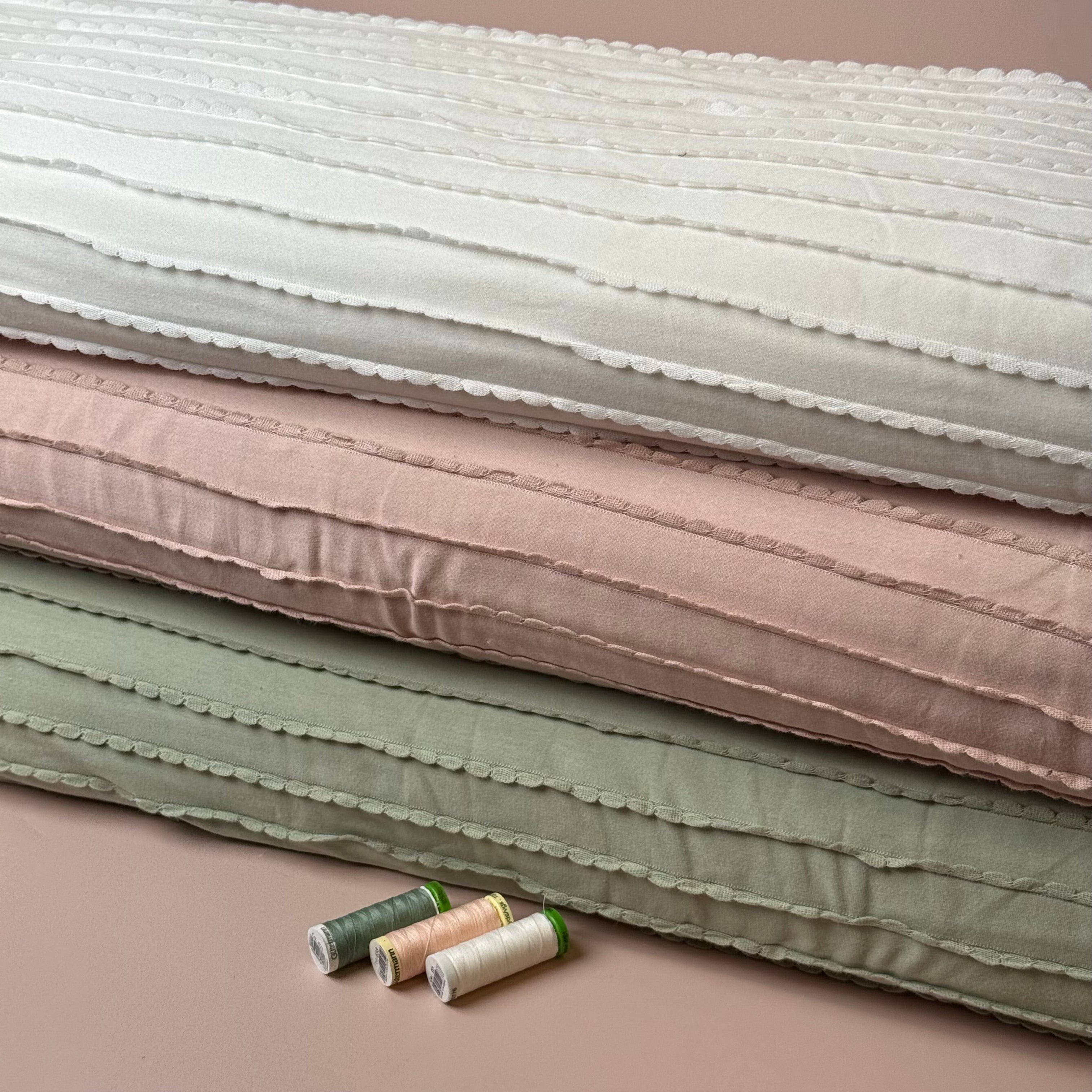 Knitted Frills Mint Cotton Jersey Fabric