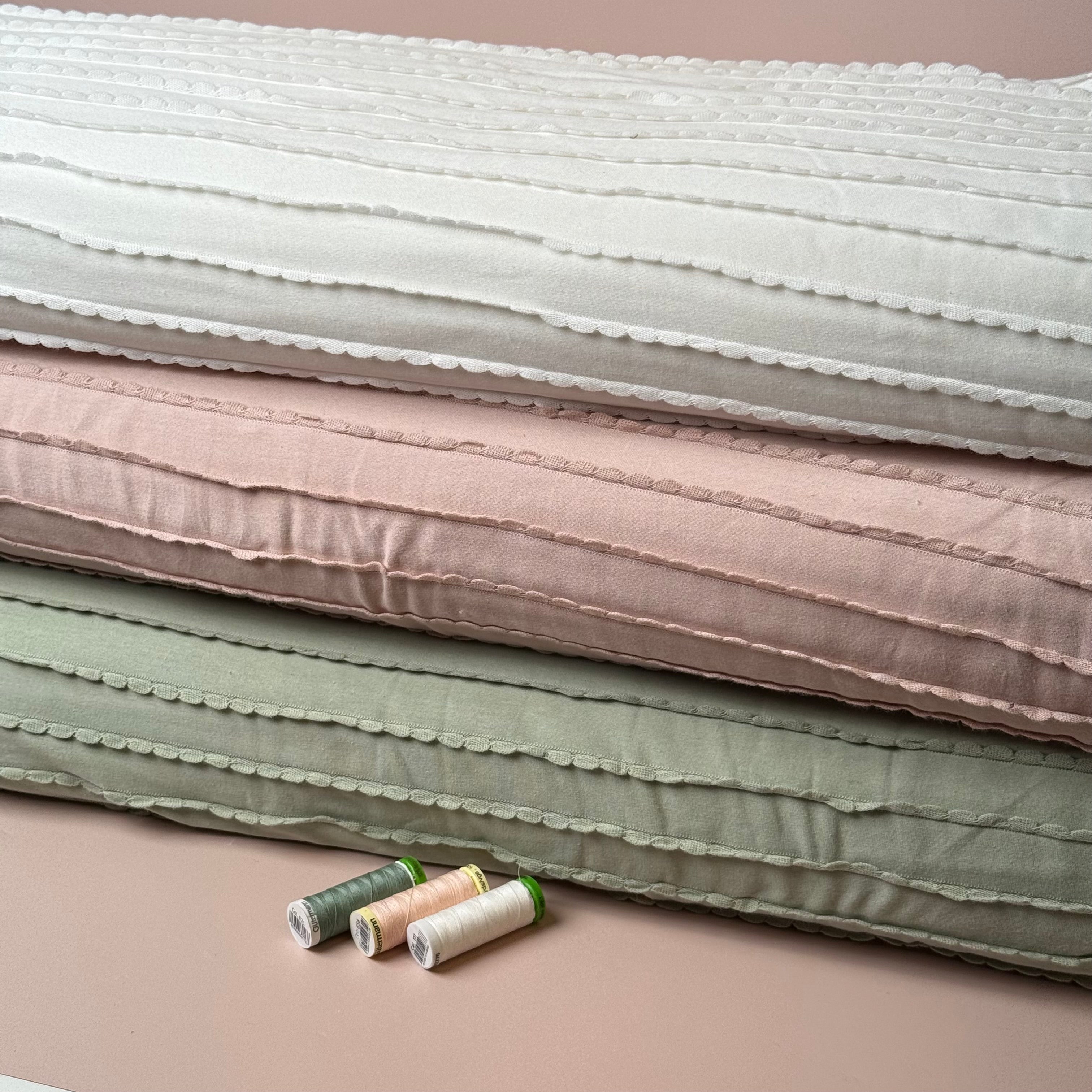 Knitted Frills Powder Pink Cotton Jersey Fabric