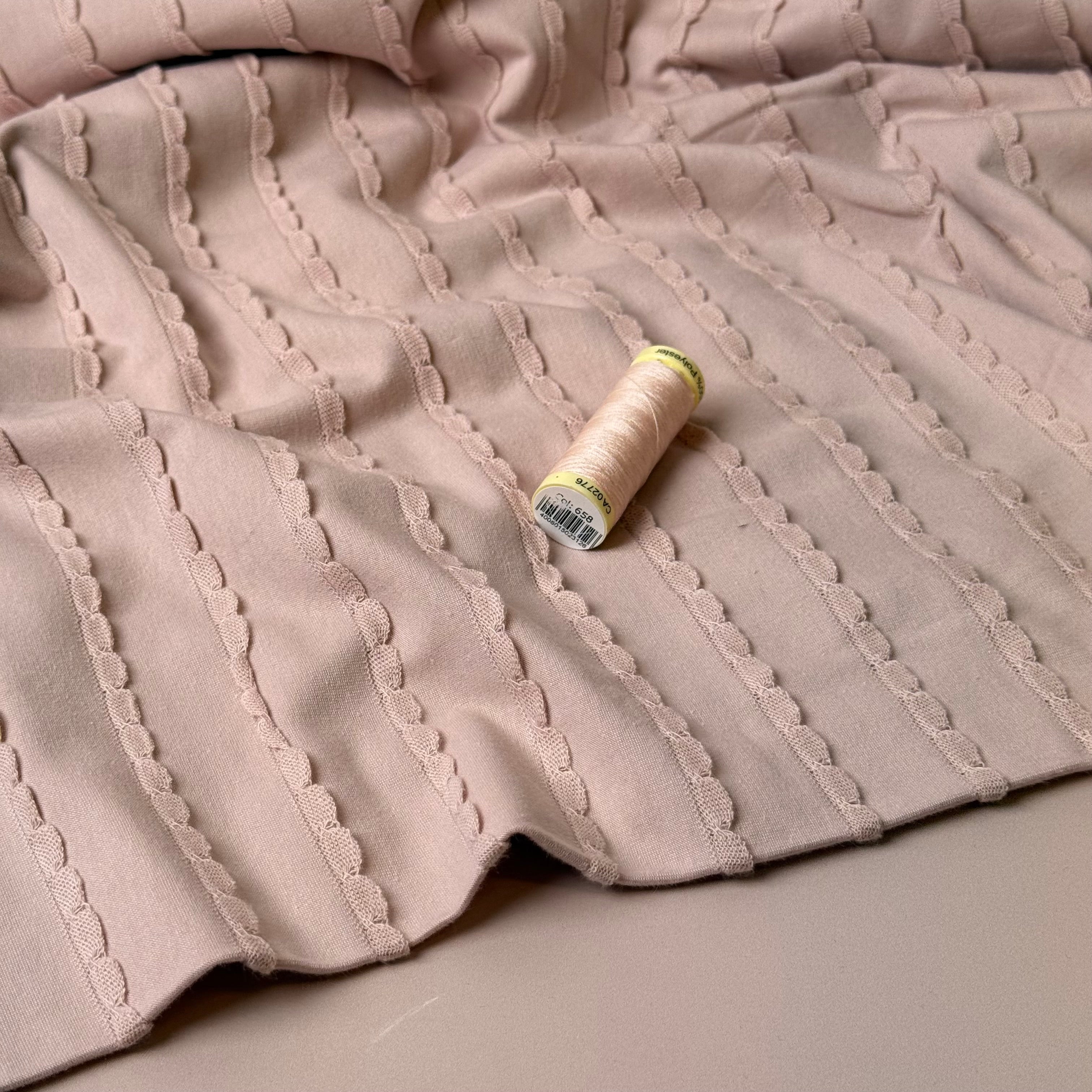 Knitted Frills Powder Pink Cotton Jersey Fabric