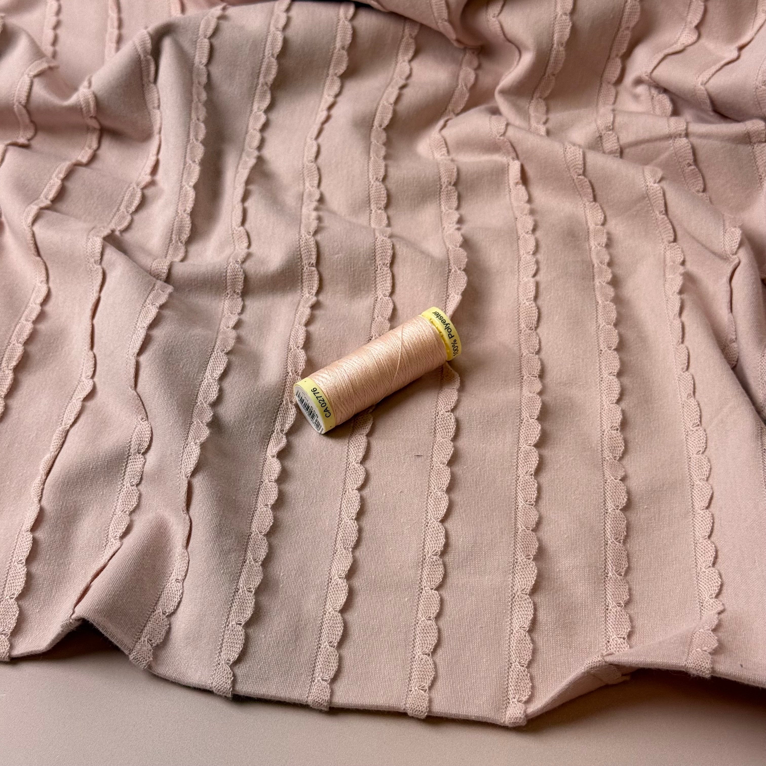 Knitted Frills Powder Pink Cotton Jersey Fabric