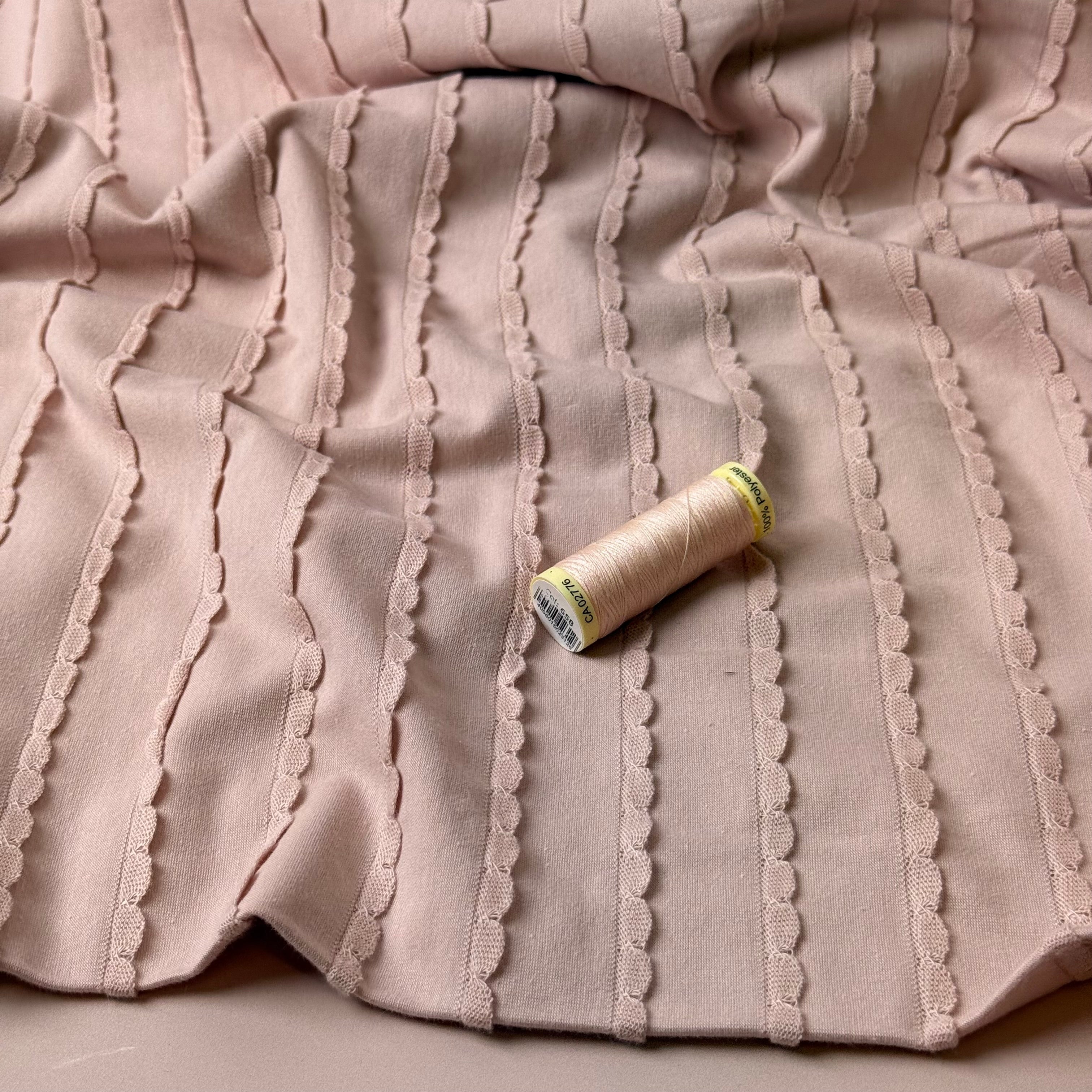 Knitted Frills Powder Pink Cotton Jersey Fabric