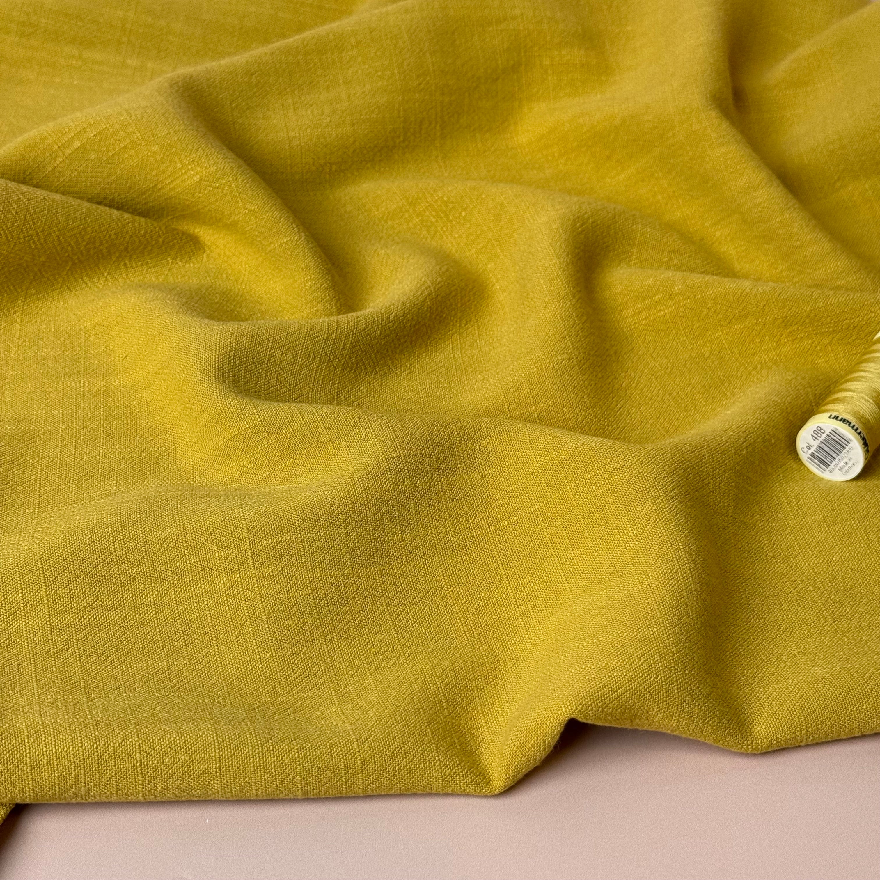 Flow Ochre Viscose Linen Blend Dress Fabric