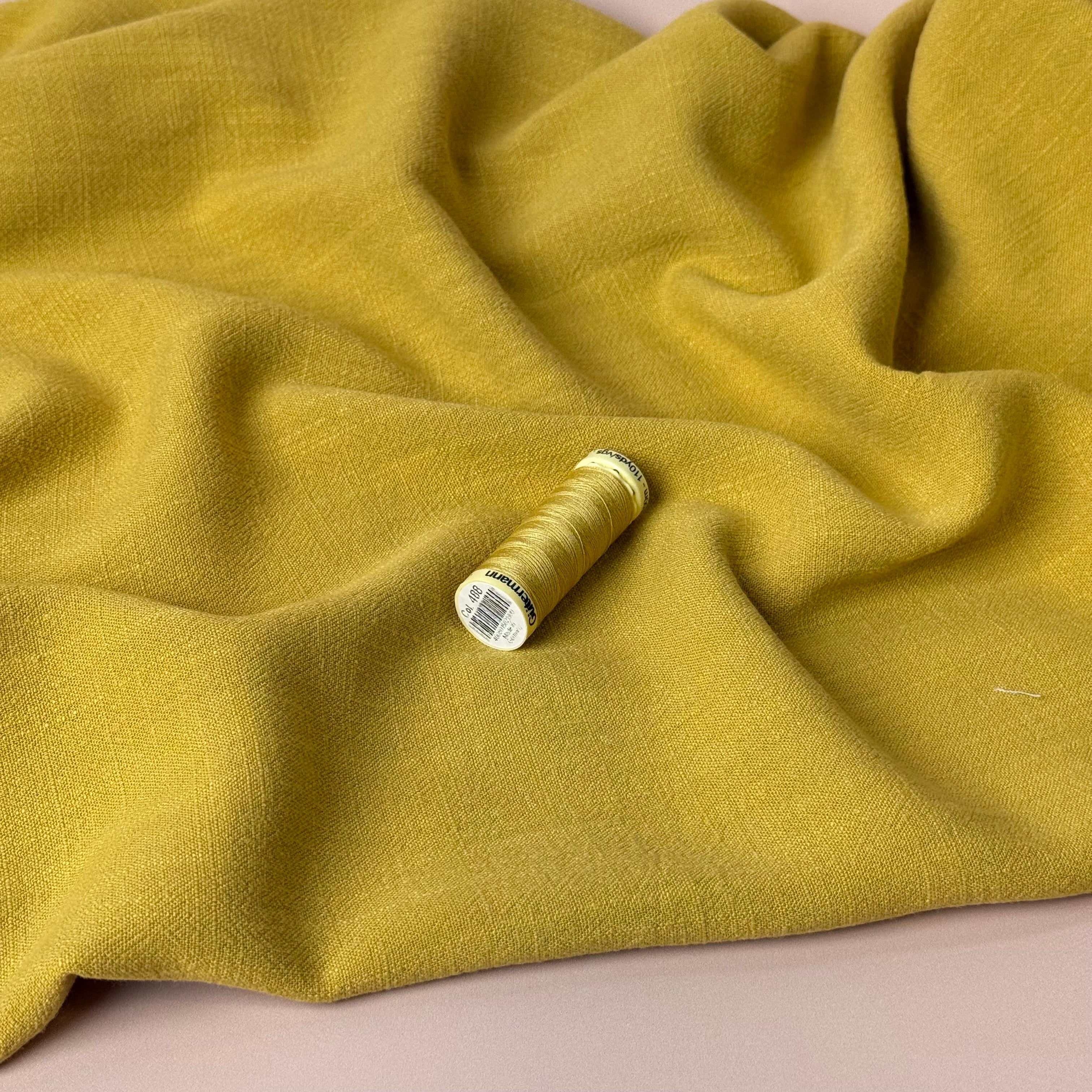 Flow Ochre Viscose Linen Blend Dress Fabric