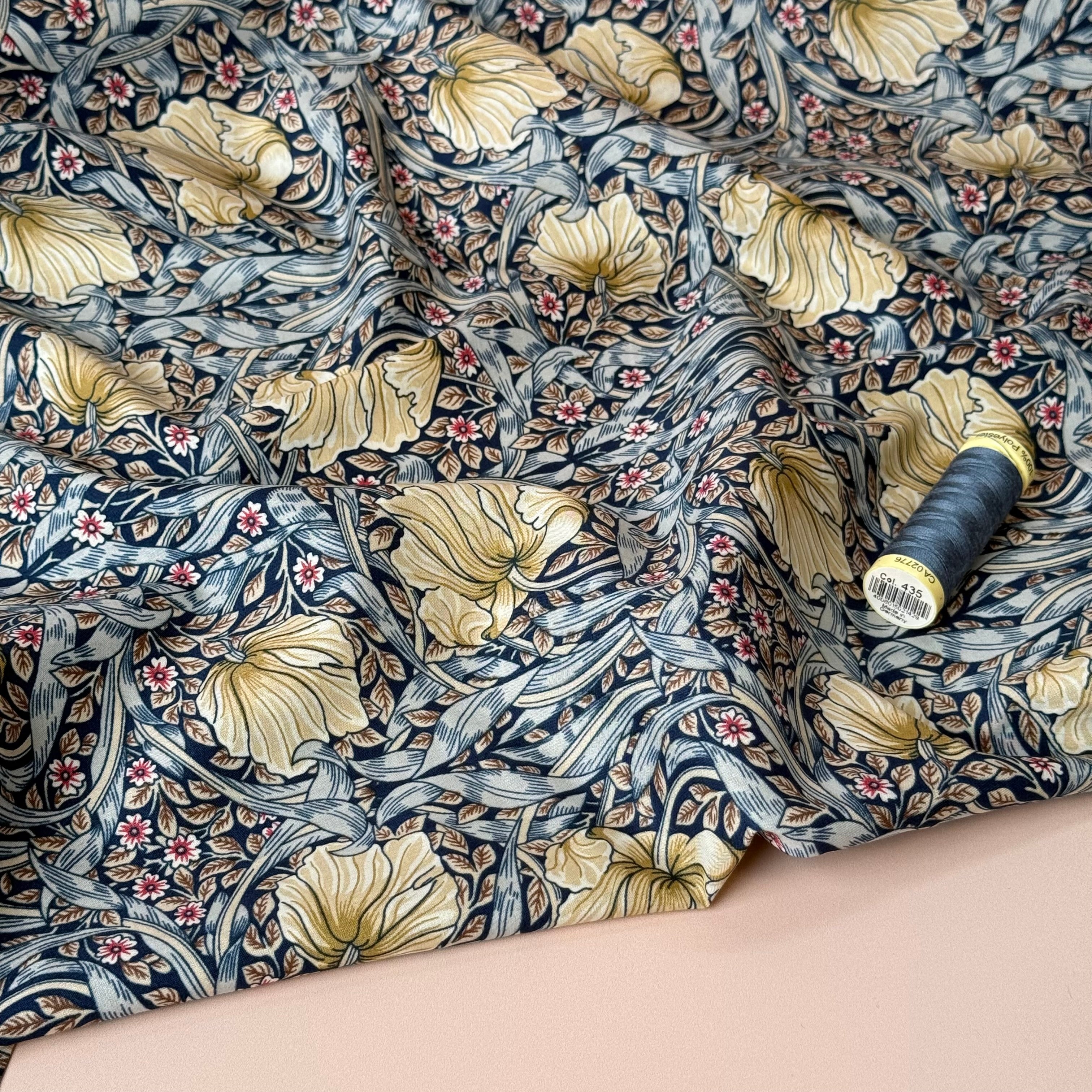 Morris Denim Blue Cotton Lawn Fabric