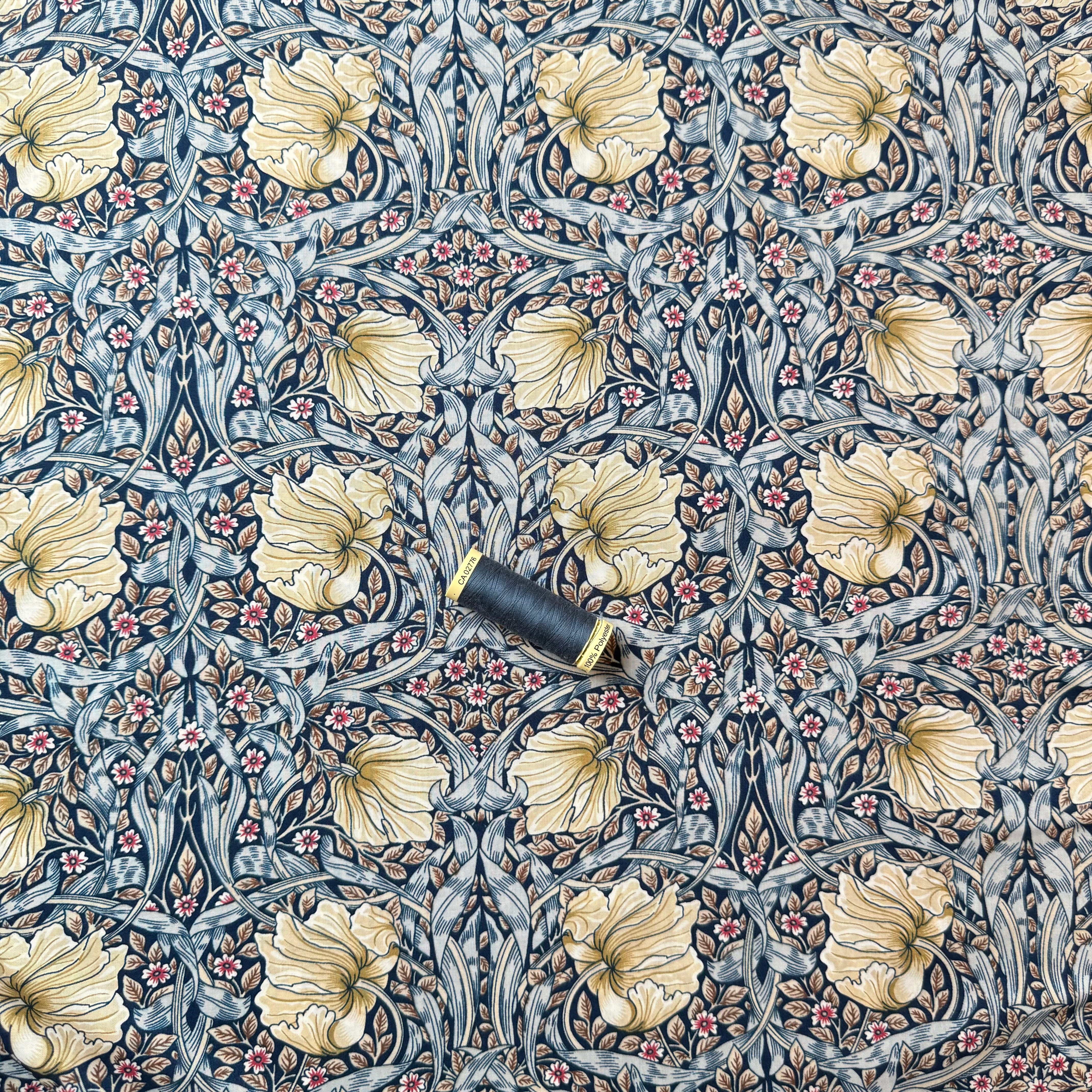 Morris Denim Blue Cotton Lawn Fabric