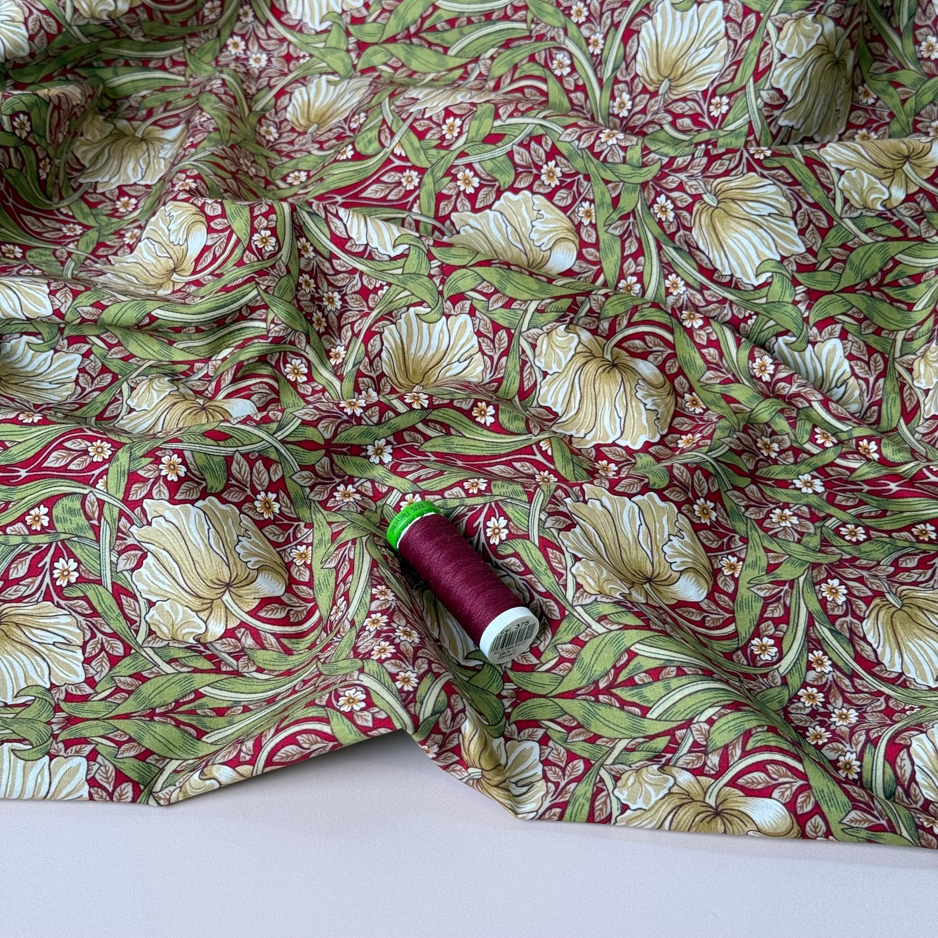 Morris Red Cotton Lawn Fabric