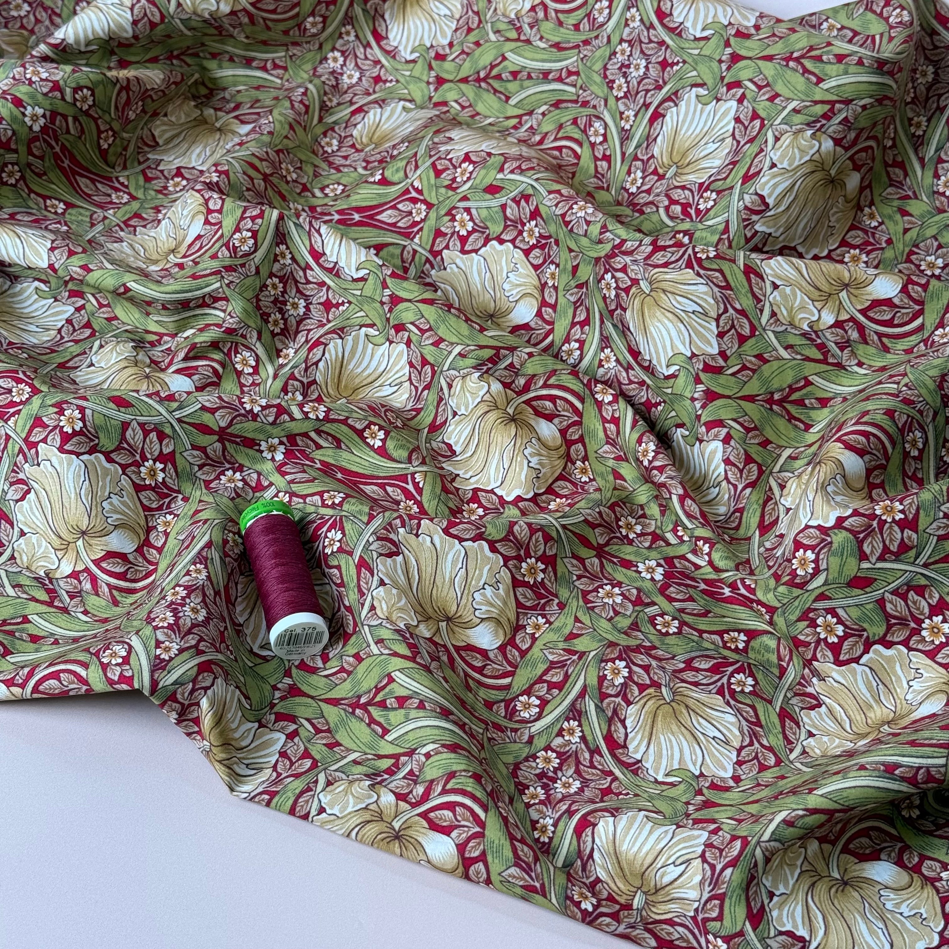 Morris Red Cotton Lawn Fabric