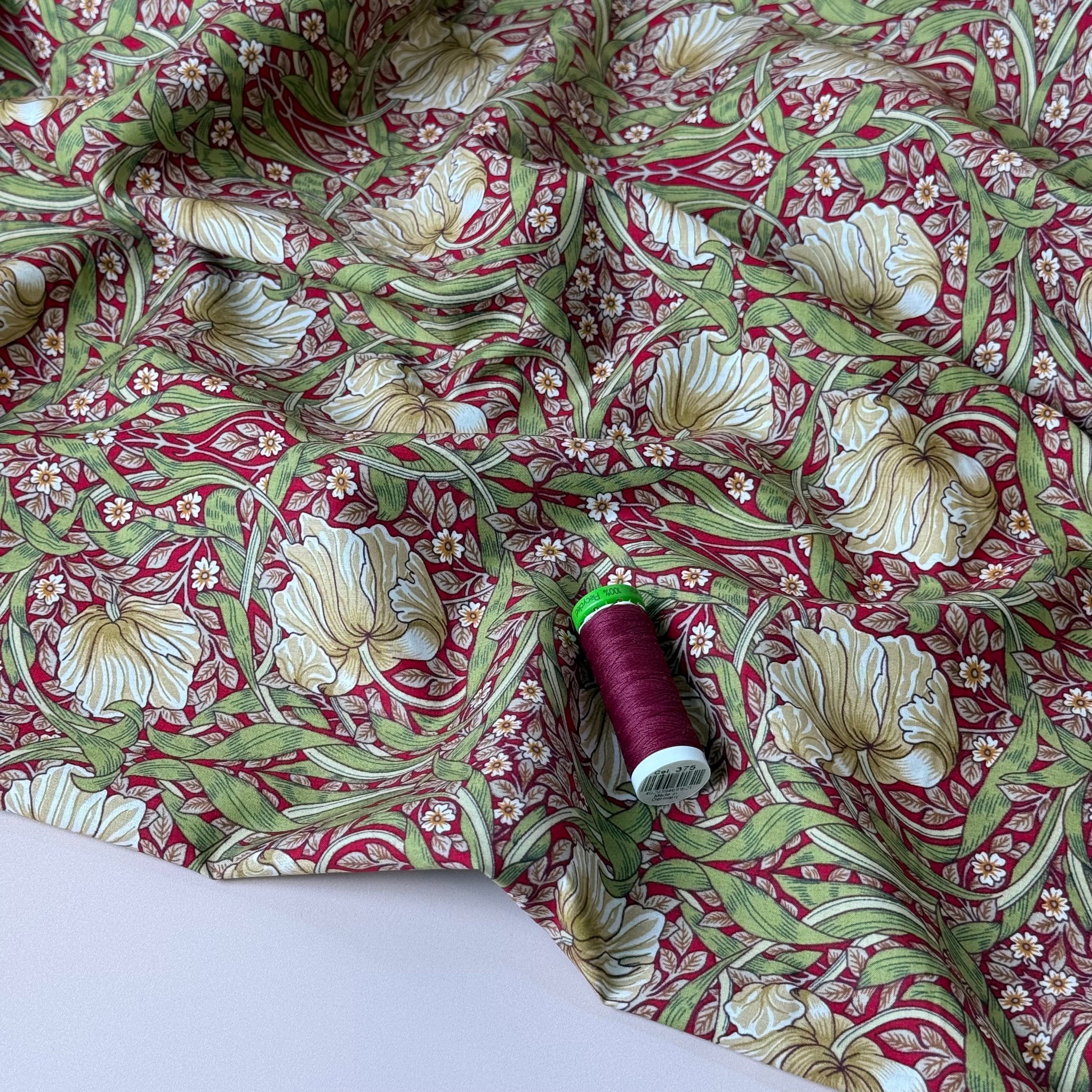 Morris Red Cotton Lawn Fabric