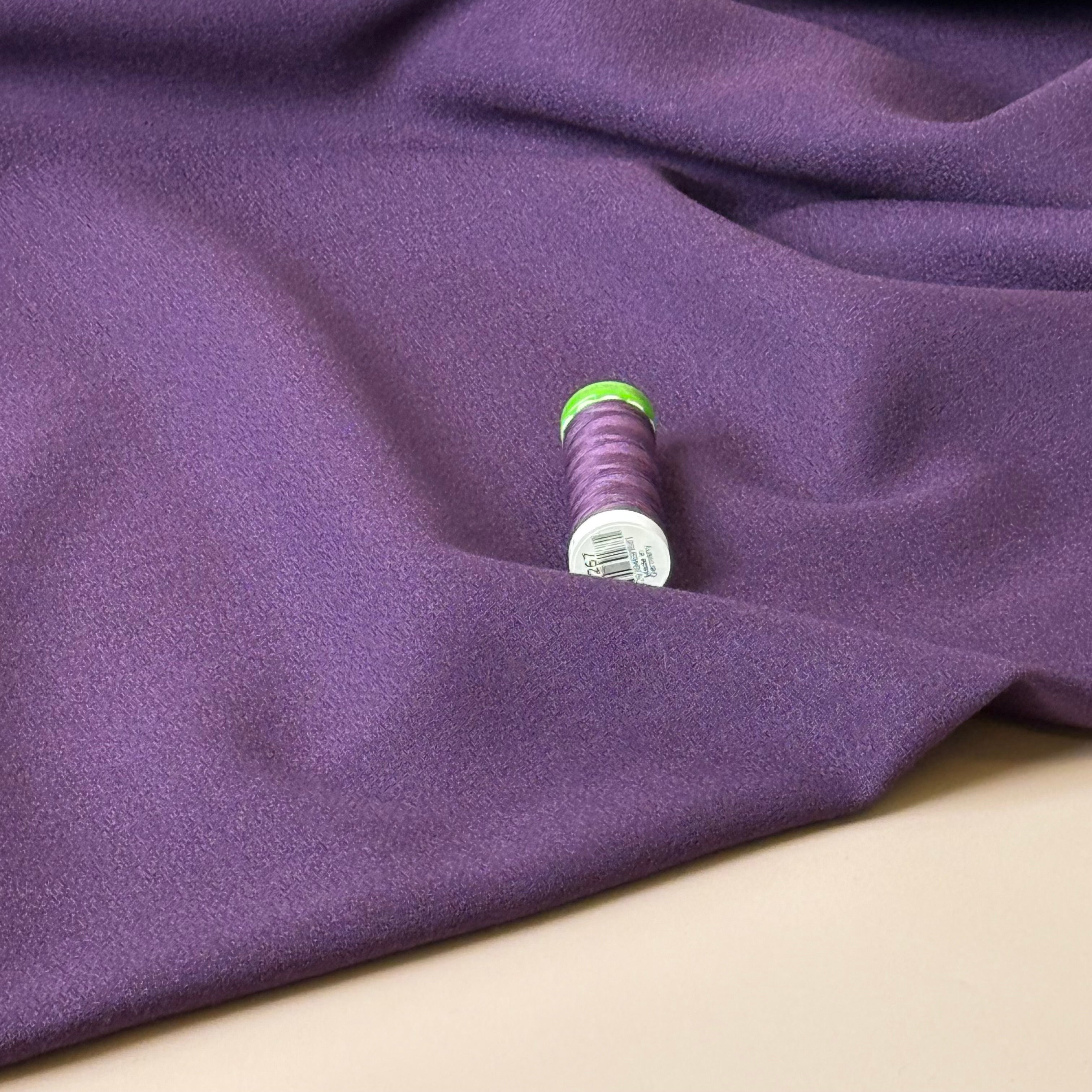 Deadstock Pure Wool Crepe Fabric in Purple