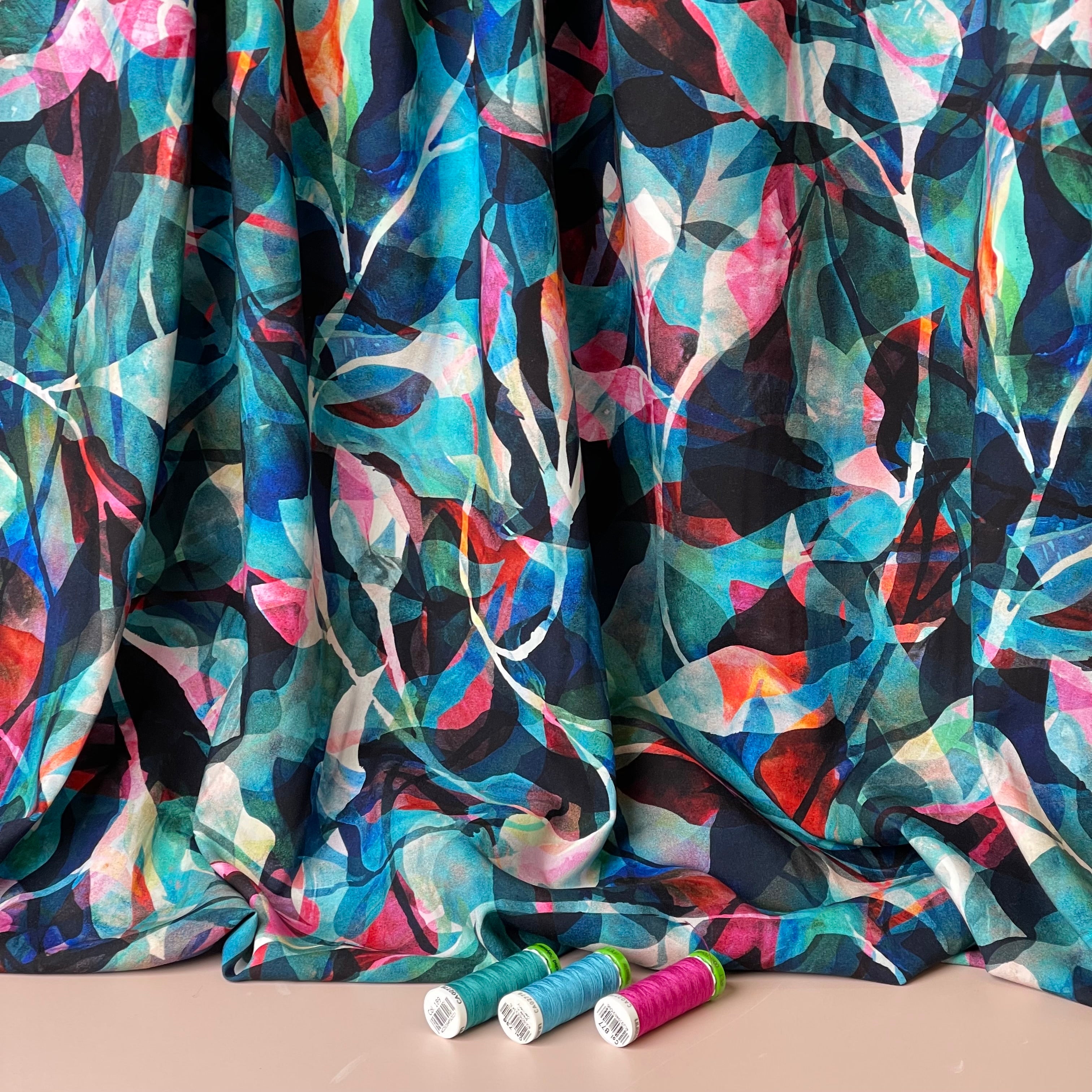 Sewing Kit - Silmu Shirt Dress in Painted Foliage Viscose