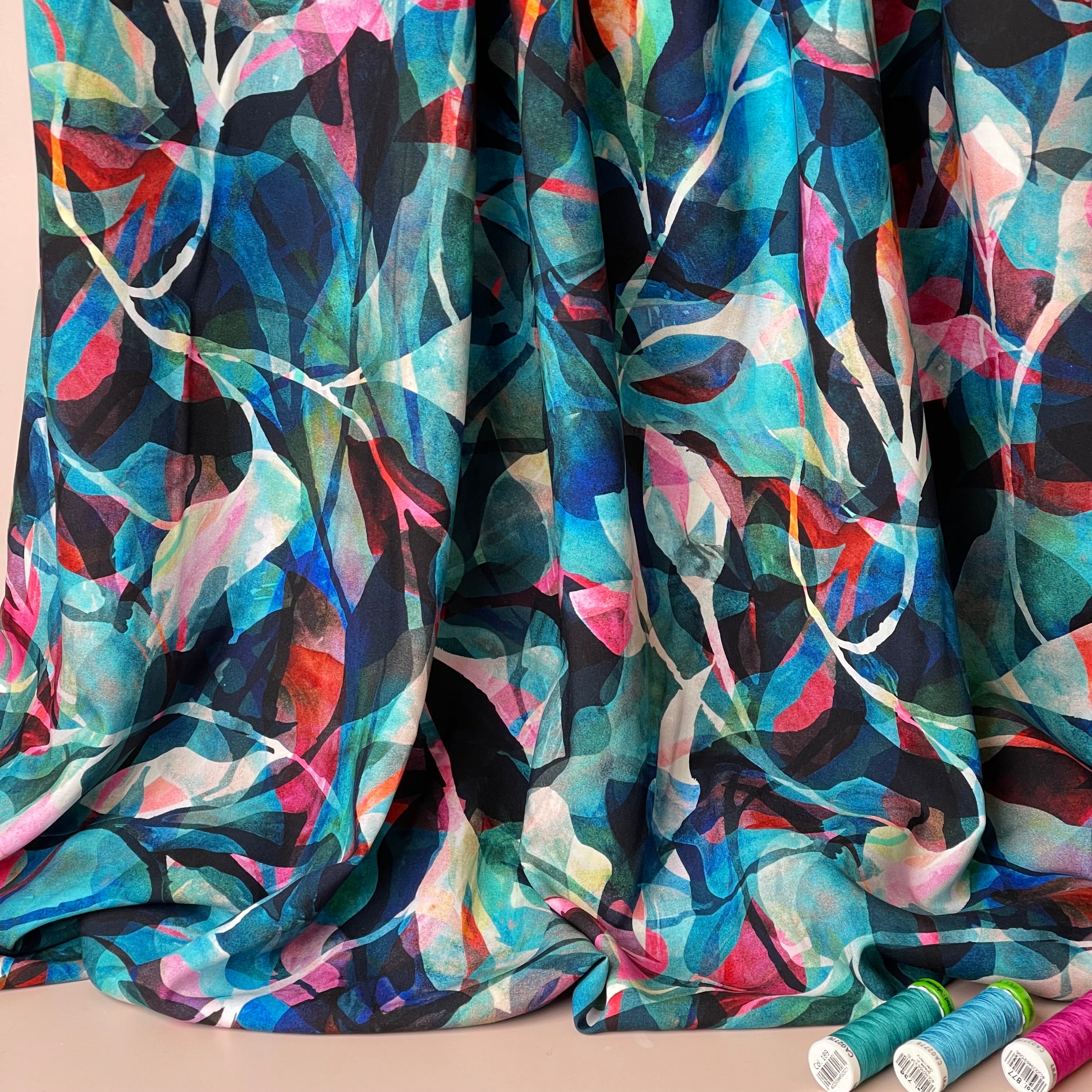 Sewing Kit - Silmu Shirt Dress in Painted Foliage Viscose