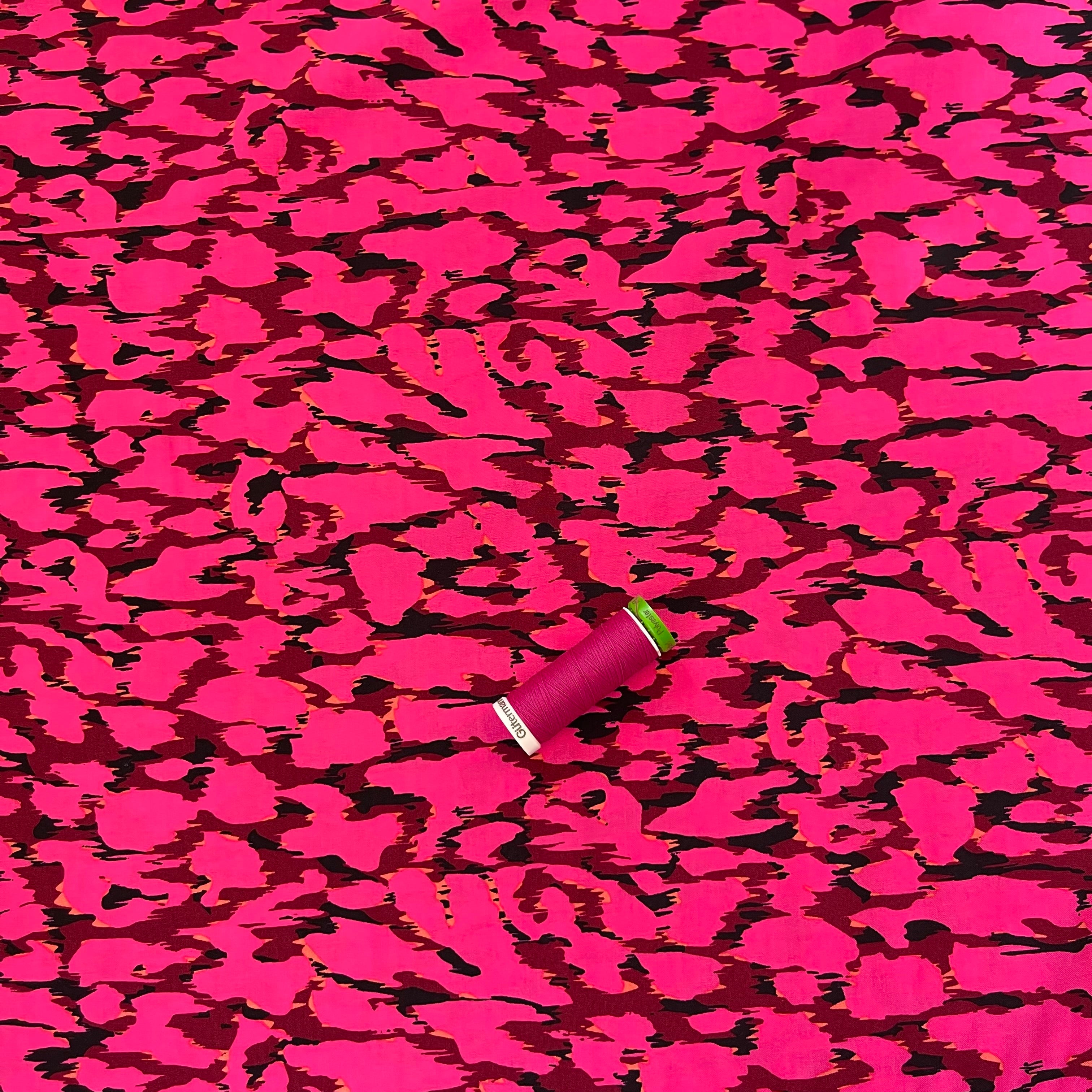 REMNANT 2.08 metres - Abstract Pink Animal Print Viscose Fabric