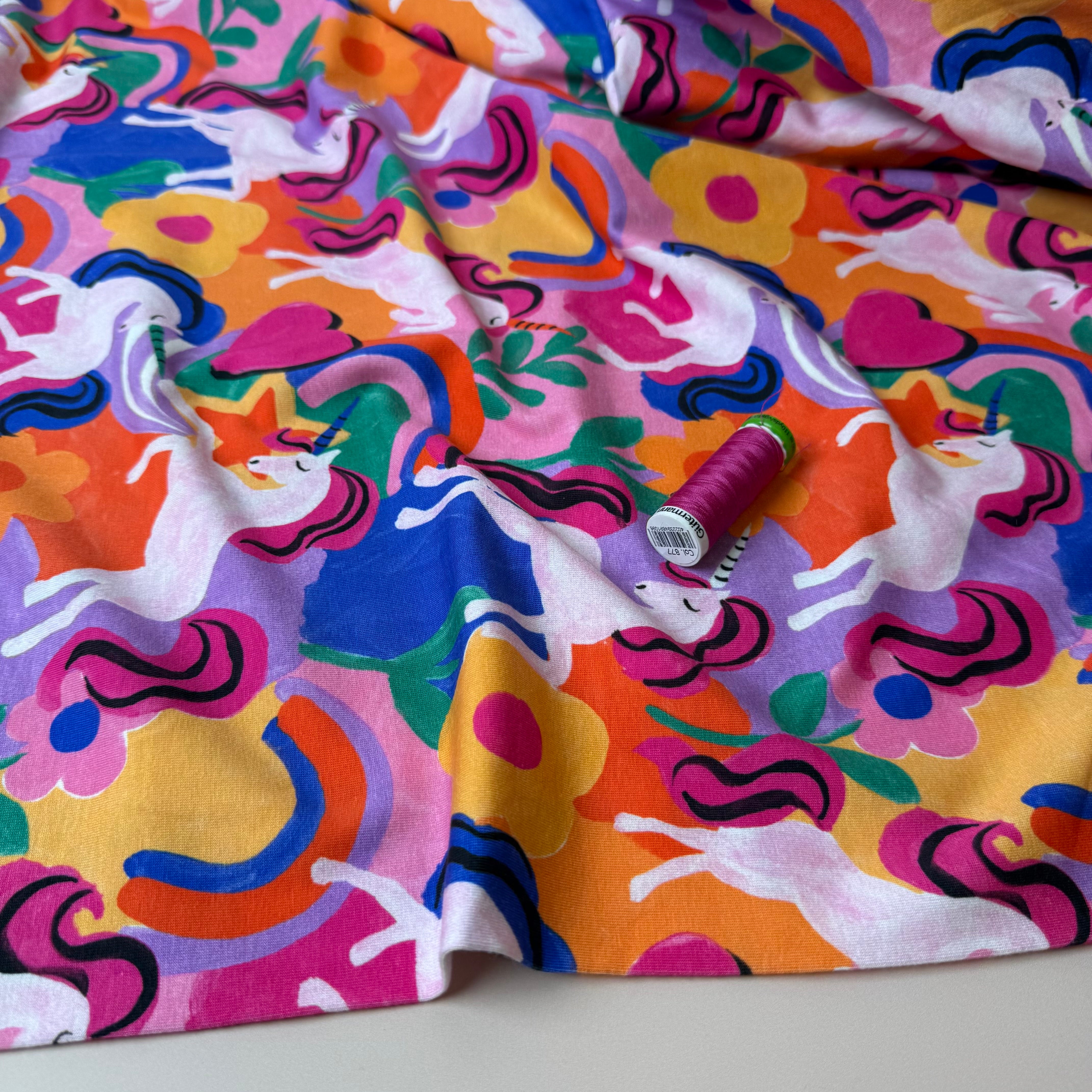 Unicorns & Rainbows Cotton Jersey Fabric