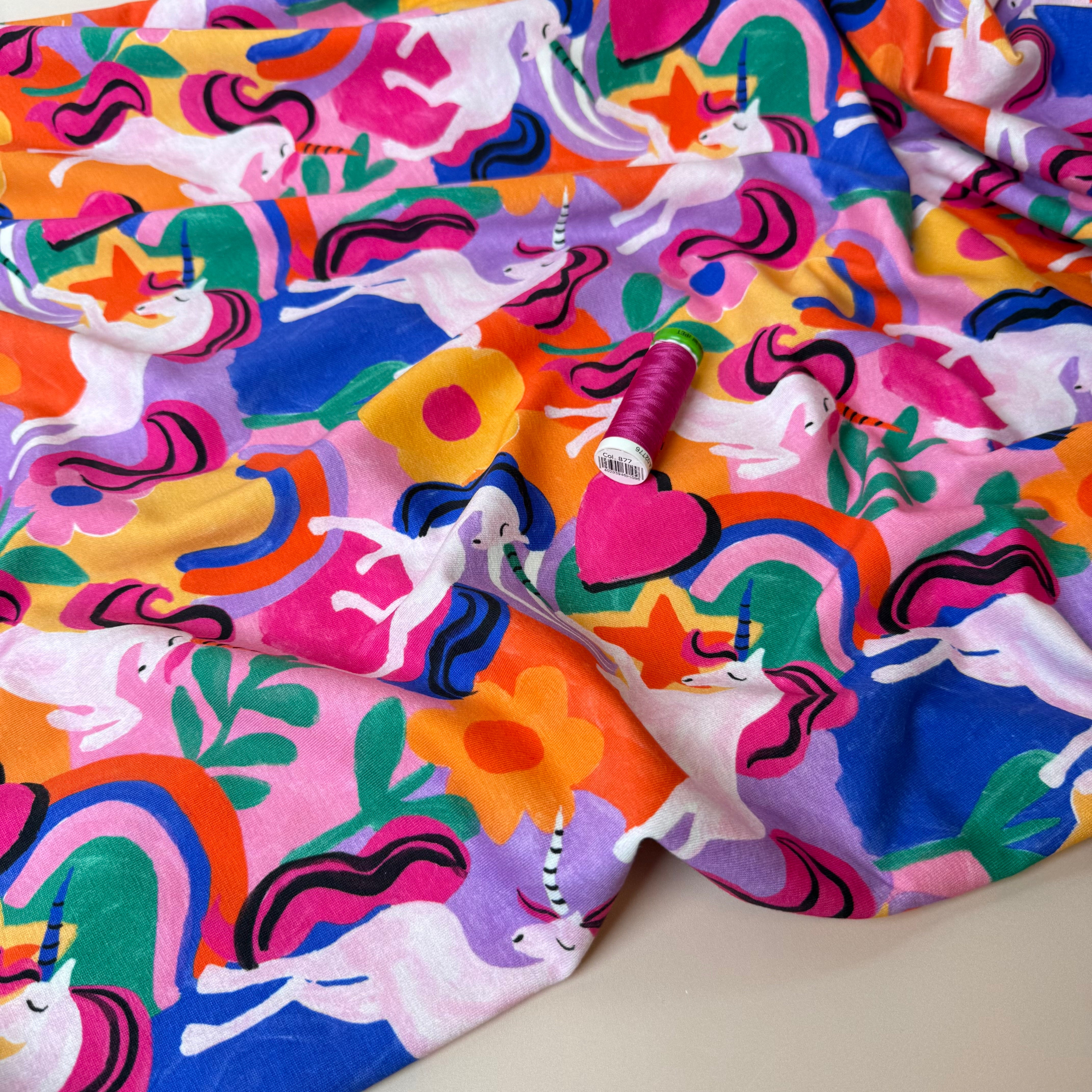Unicorns & Rainbows Cotton Jersey Fabric