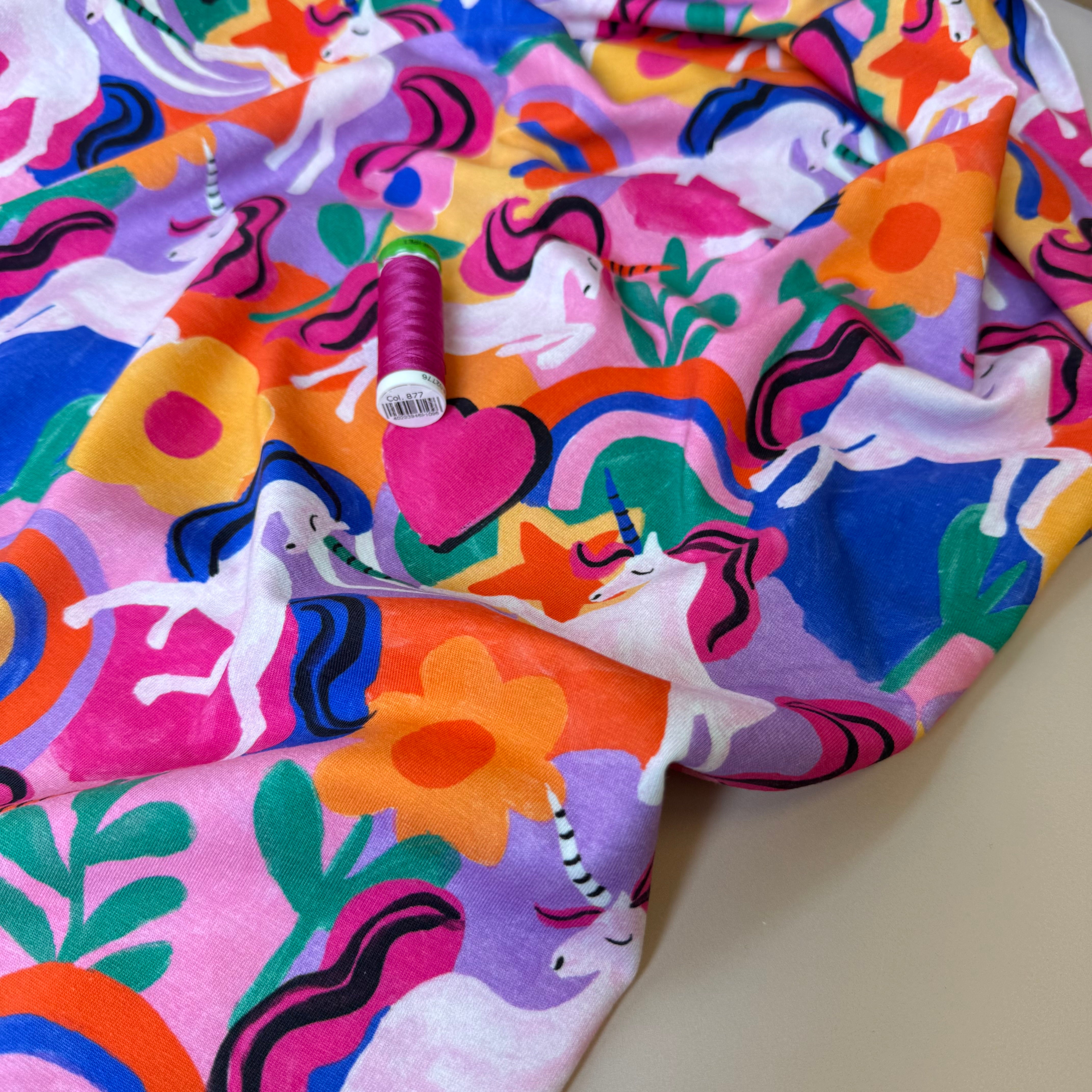 Unicorns & Rainbows Cotton Jersey Fabric