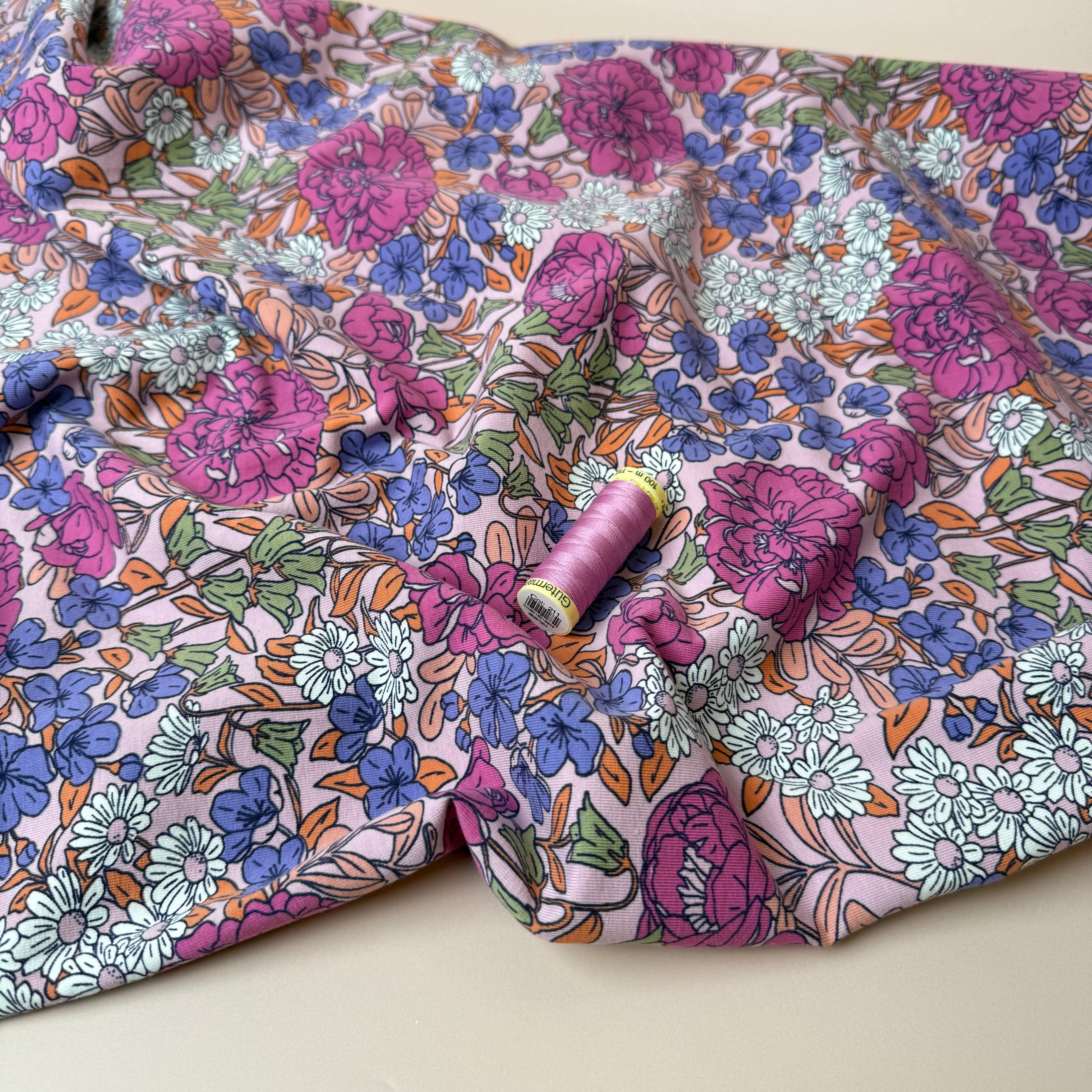 Flower Garden Cotton Jersey Fabric