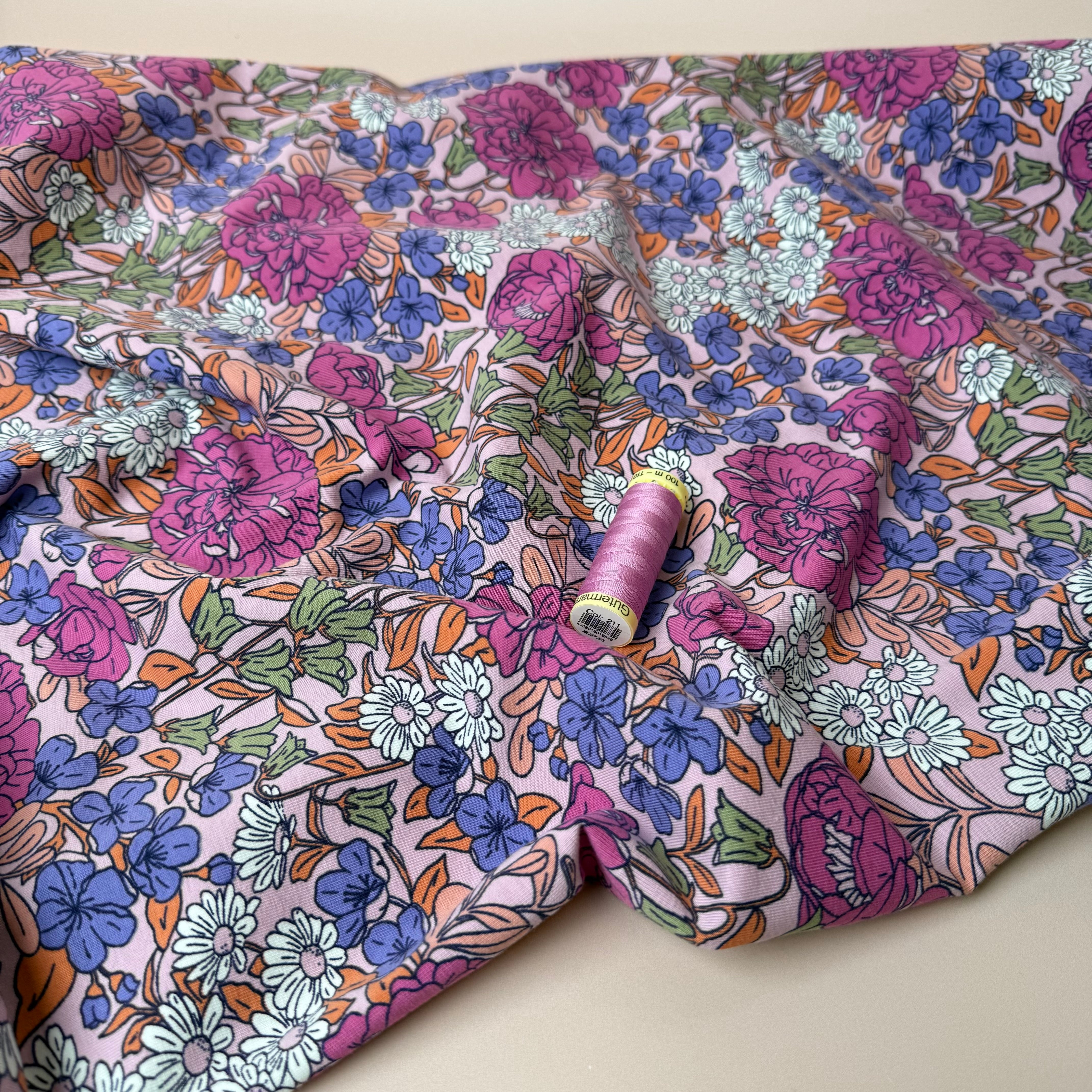 Flower Garden Cotton Jersey Fabric