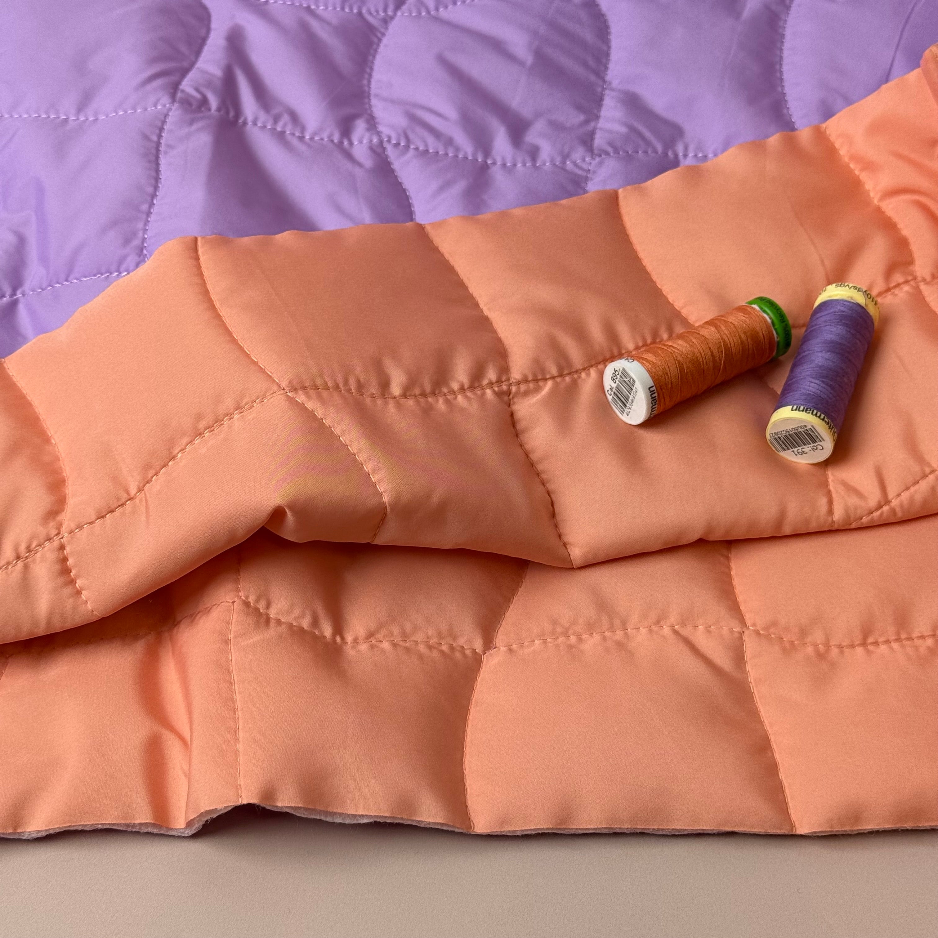 Lilac & Apricot Graphic Quilted Puffer Fabric