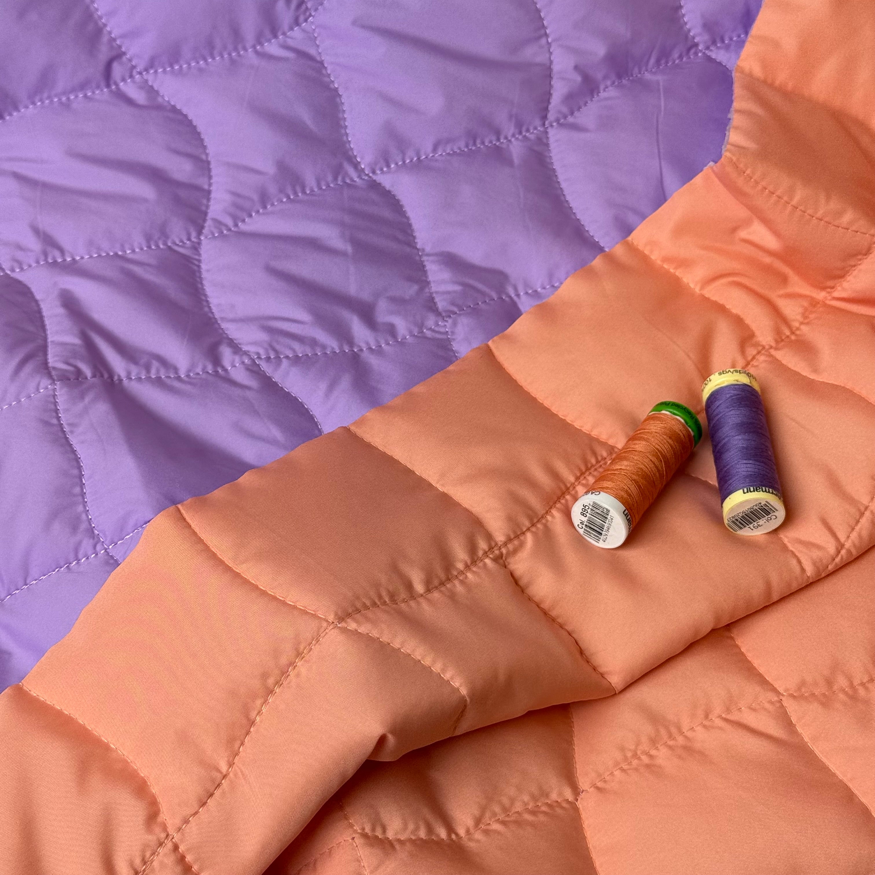 Lilac & Apricot Graphic Quilted Puffer Fabric