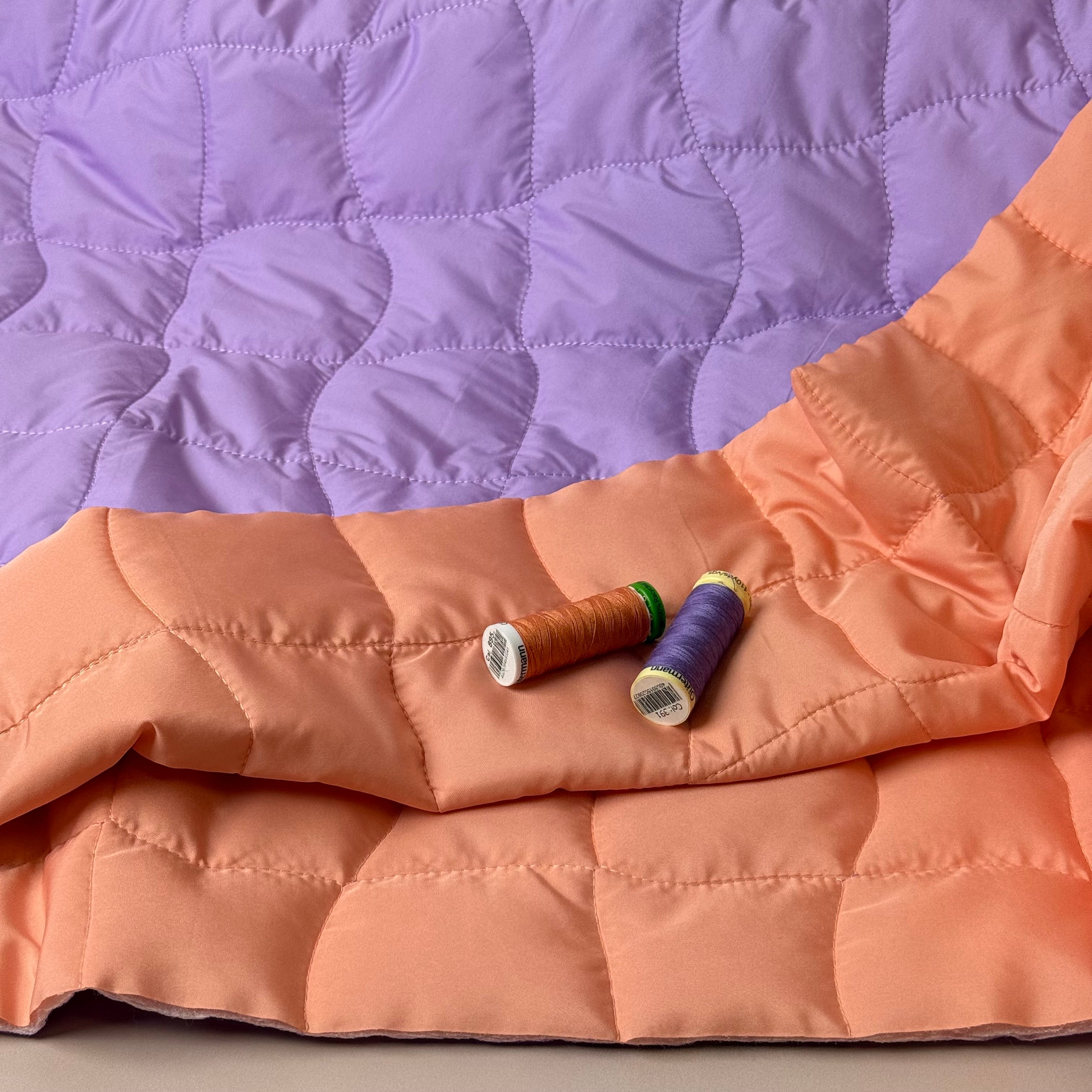 Lilac & Apricot Graphic Quilted Puffer Fabric