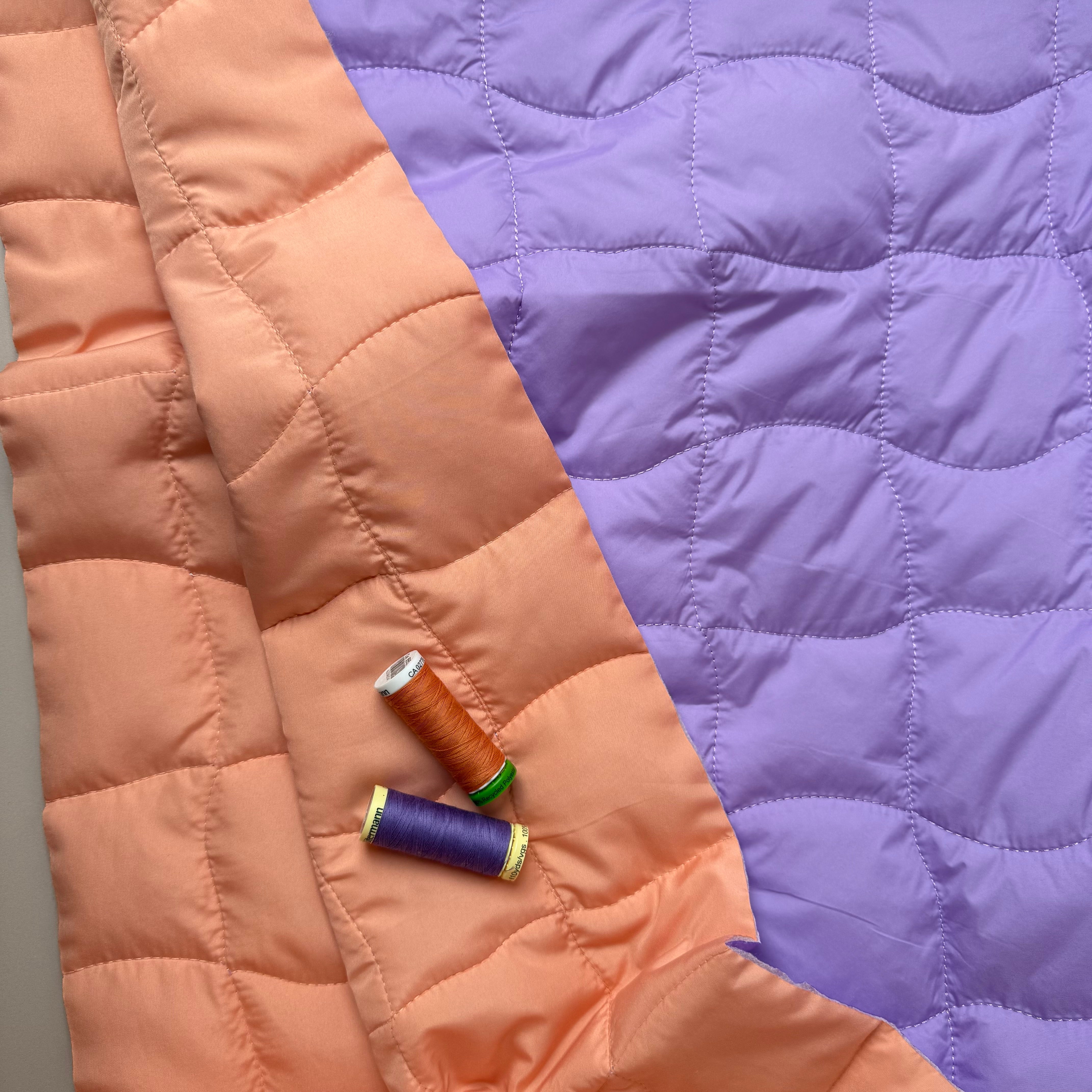 Lilac & Apricot Graphic Quilted Puffer Fabric