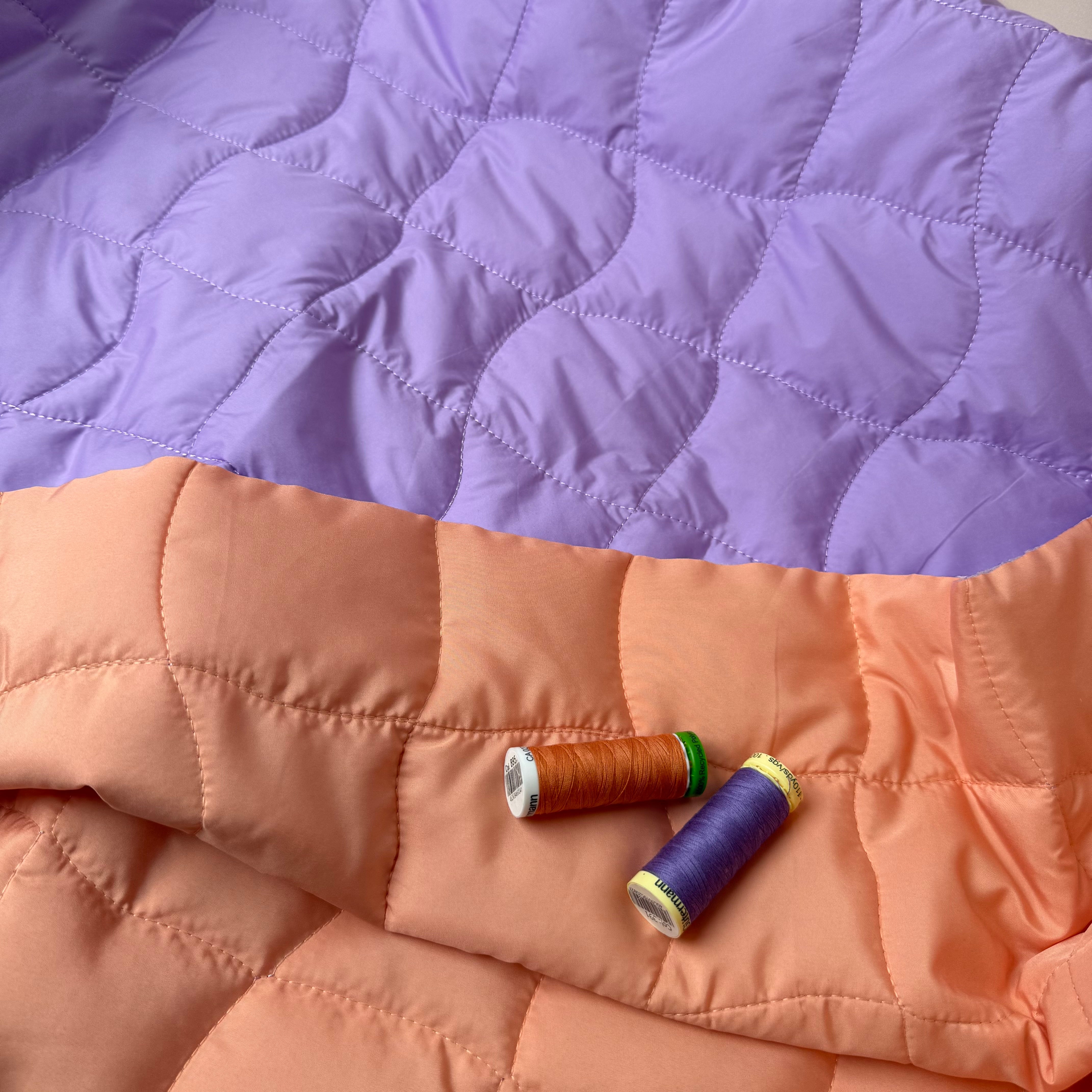 Lilac & Apricot Graphic Quilted Puffer Fabric