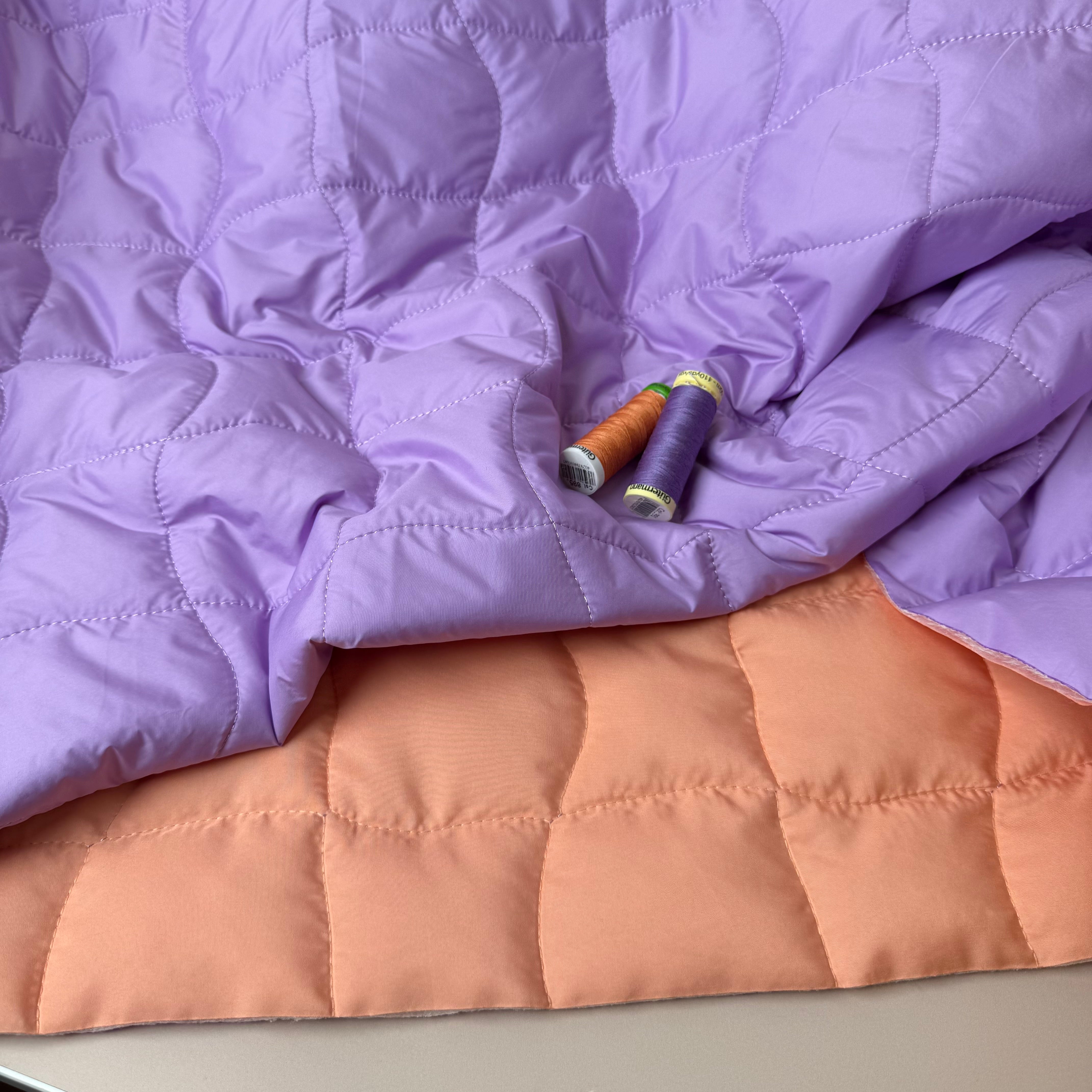 Lilac & Apricot Graphic Quilted Puffer Fabric