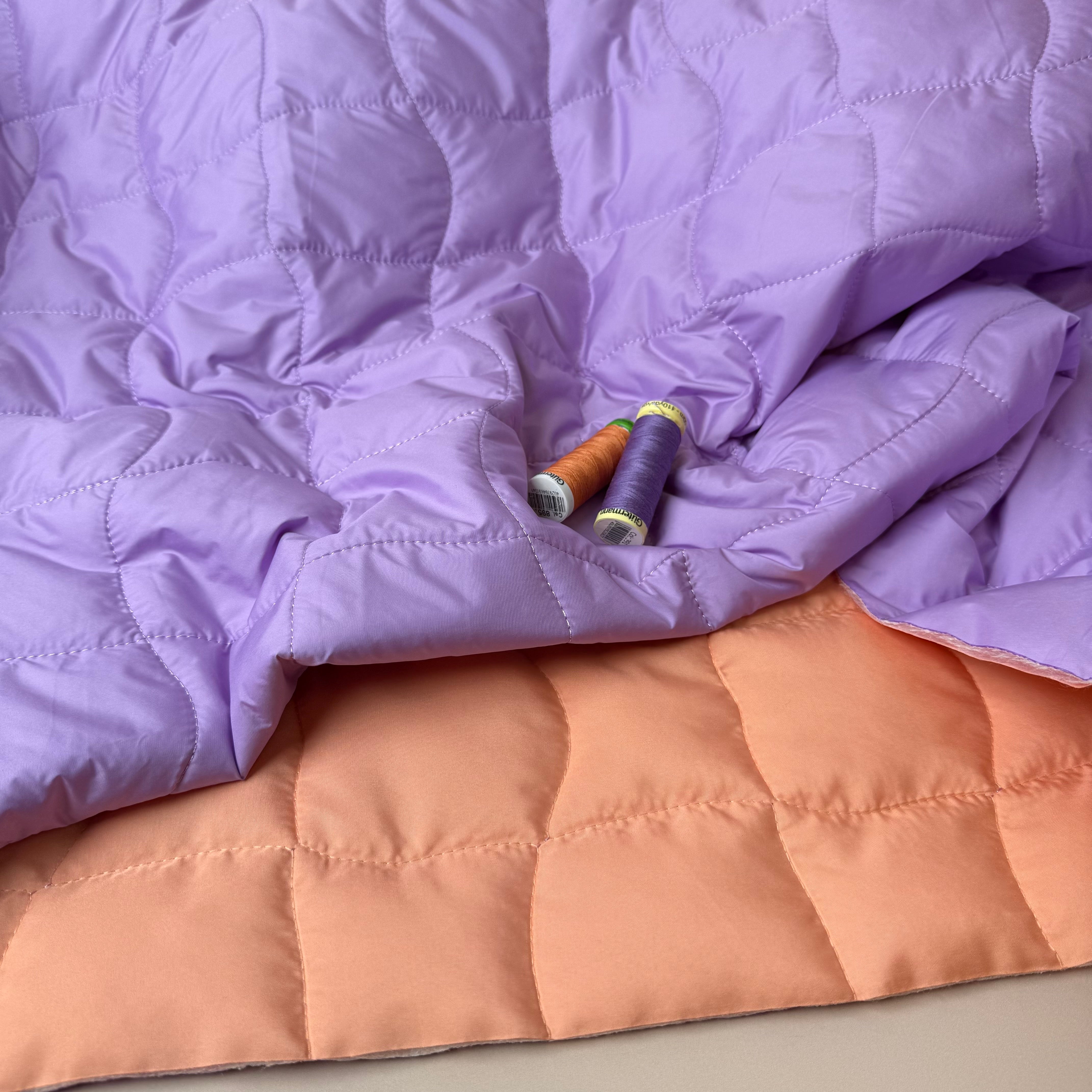 Lilac & Apricot Graphic Quilted Puffer Fabric
